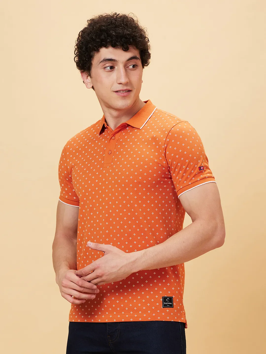 Gold Flam Regular Fit Men's Polo T-Shirt by Being Human Clothing - Image 3