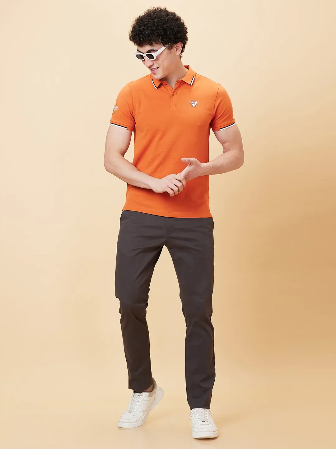 Orange Regular Fit Men's Polo T-Shirt by Being Human Clothing - Image 5