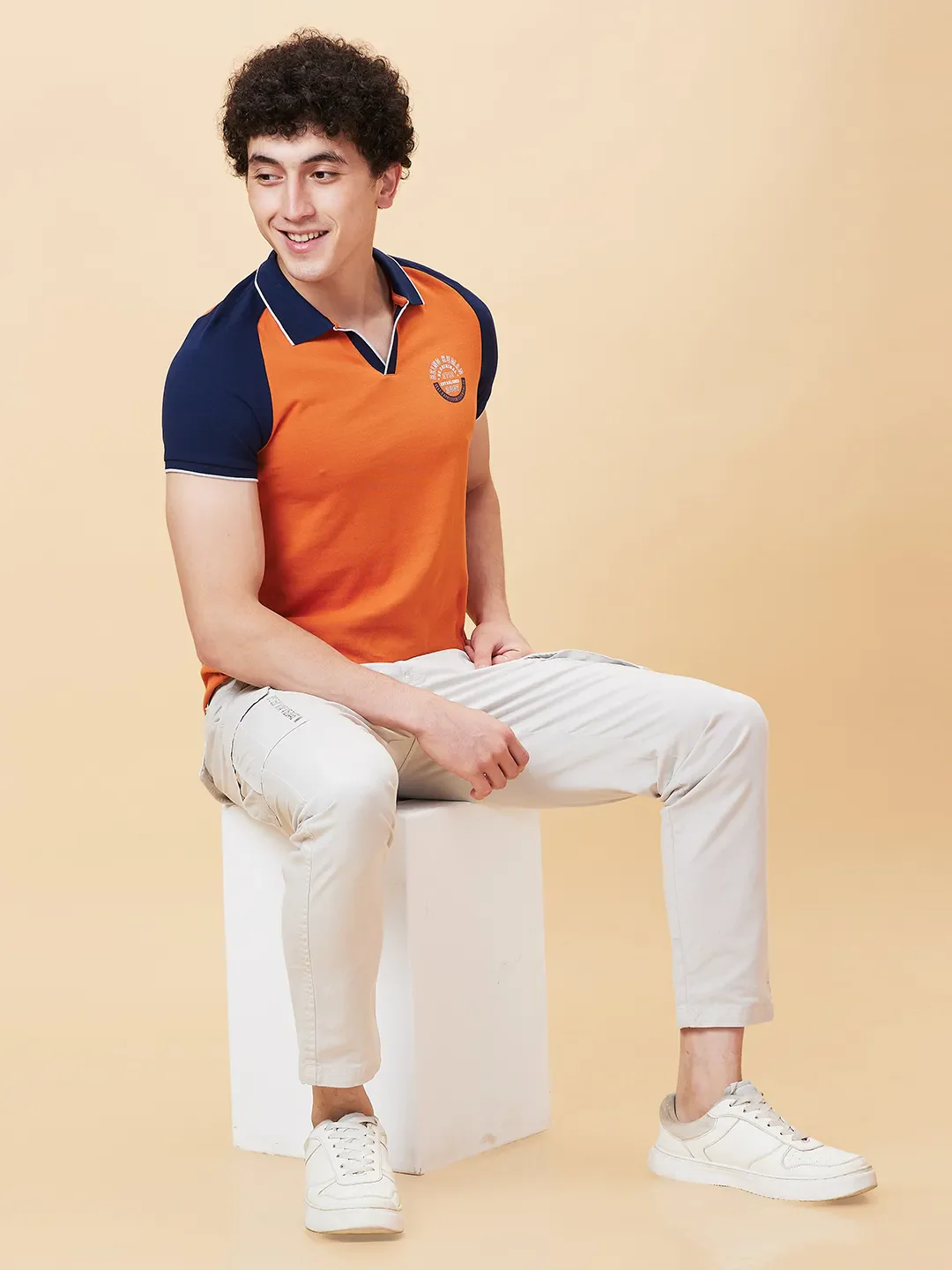 Orange Regular Fit Men's Polo T-Shirt by Being Human Clothing - Image 5
