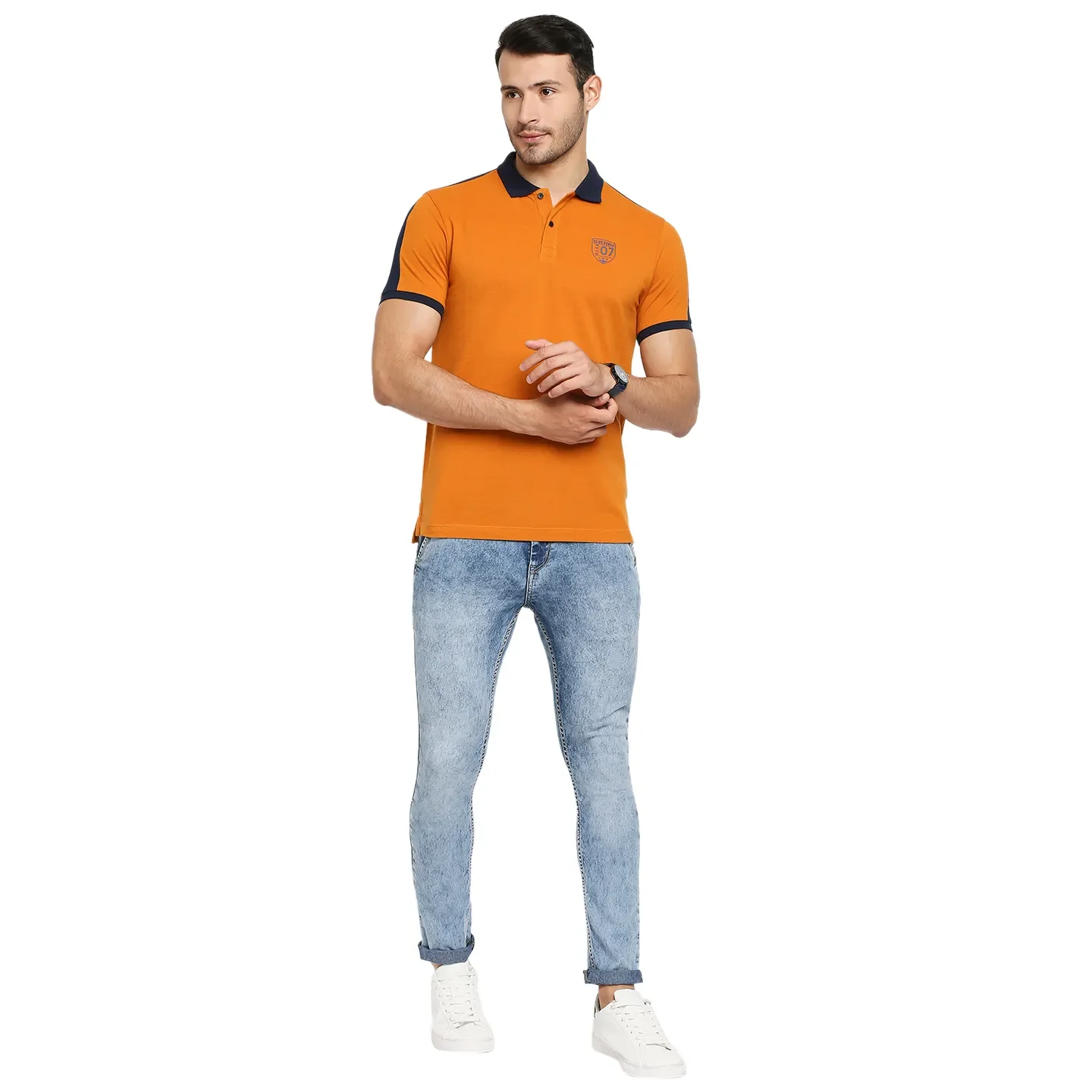 Yellow Regular Fit Men's Polo T-Shirt by Being Human Clothing - Image 6