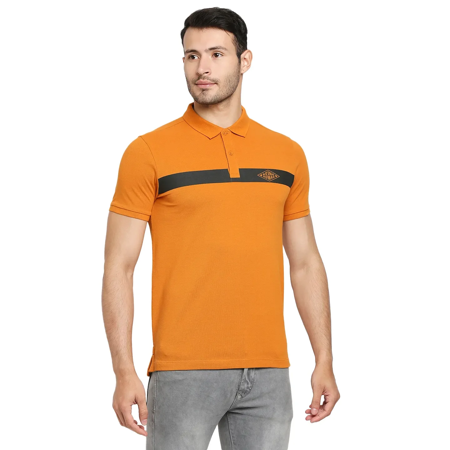 Yellow Regular Fit Men's Polo T-Shirt by Being Human Clothing - Image 3