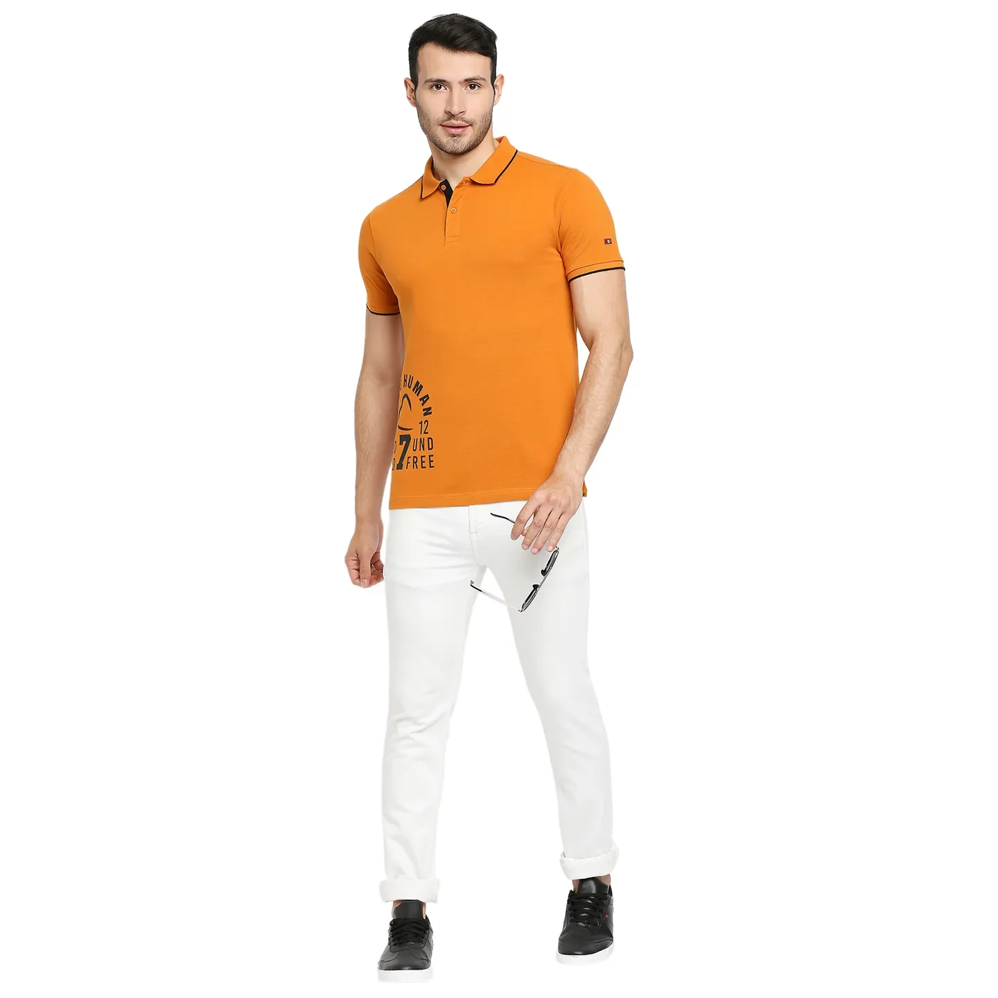 Yellow Regular Fit Men's Polo T-Shirt by Being Human Clothing - Image 6
