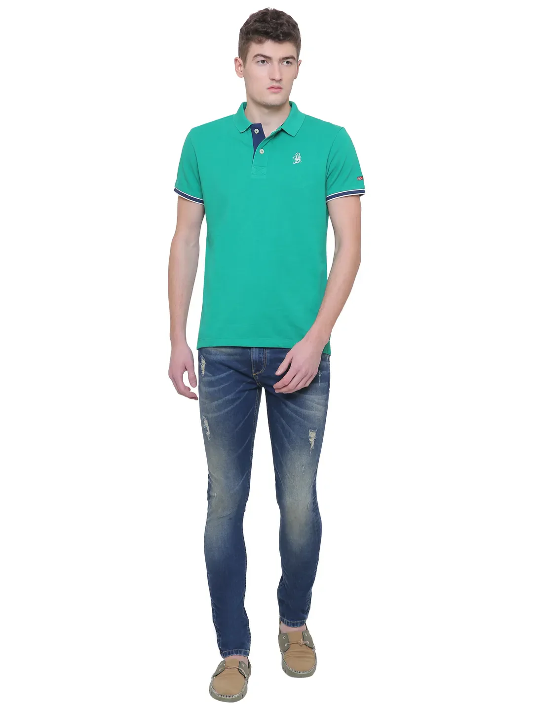 Green Regular Fit Men's Polo T-Shirt by Being Human Clothing - Image 6