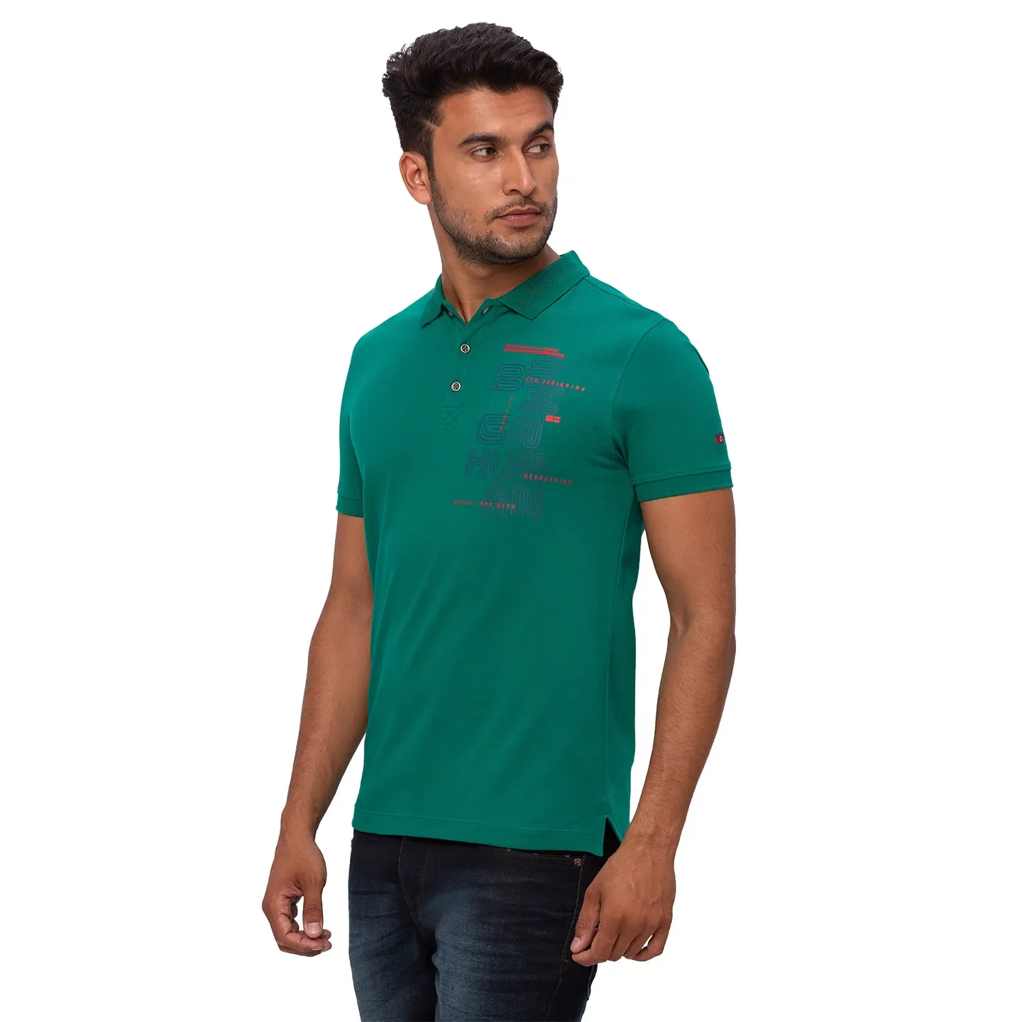 Green Regular Fit Men's Polo T-shirt by Being Human Clothing - Image 4