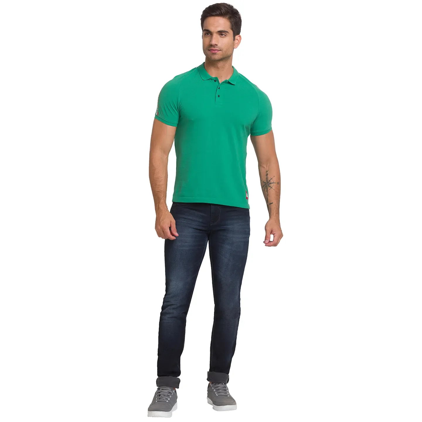 Green Slim Fit Men's Polo T-shirt by Being Human Clothing - Image 2