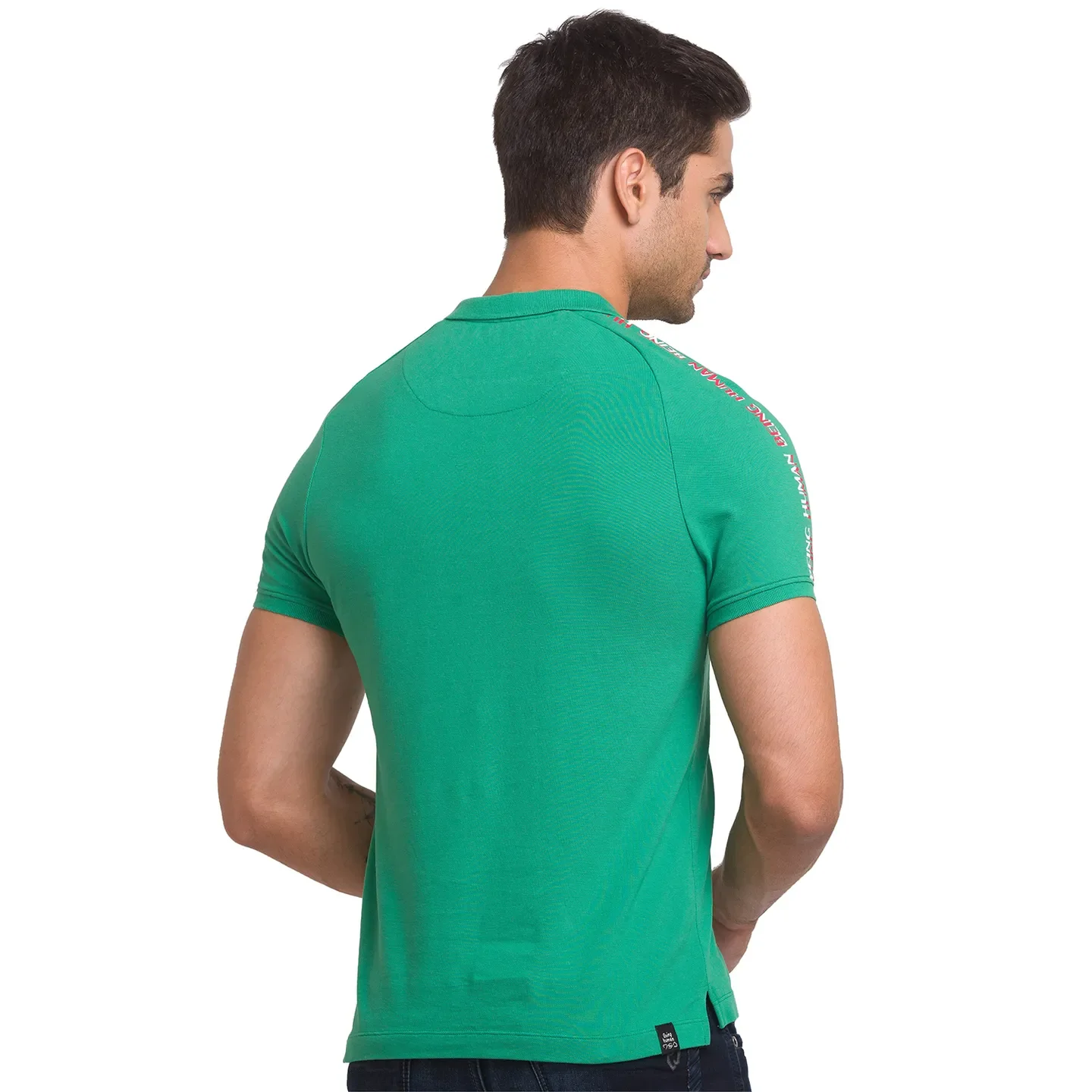 Green Slim Fit Men's Polo T-shirt by Being Human Clothing - Image 3