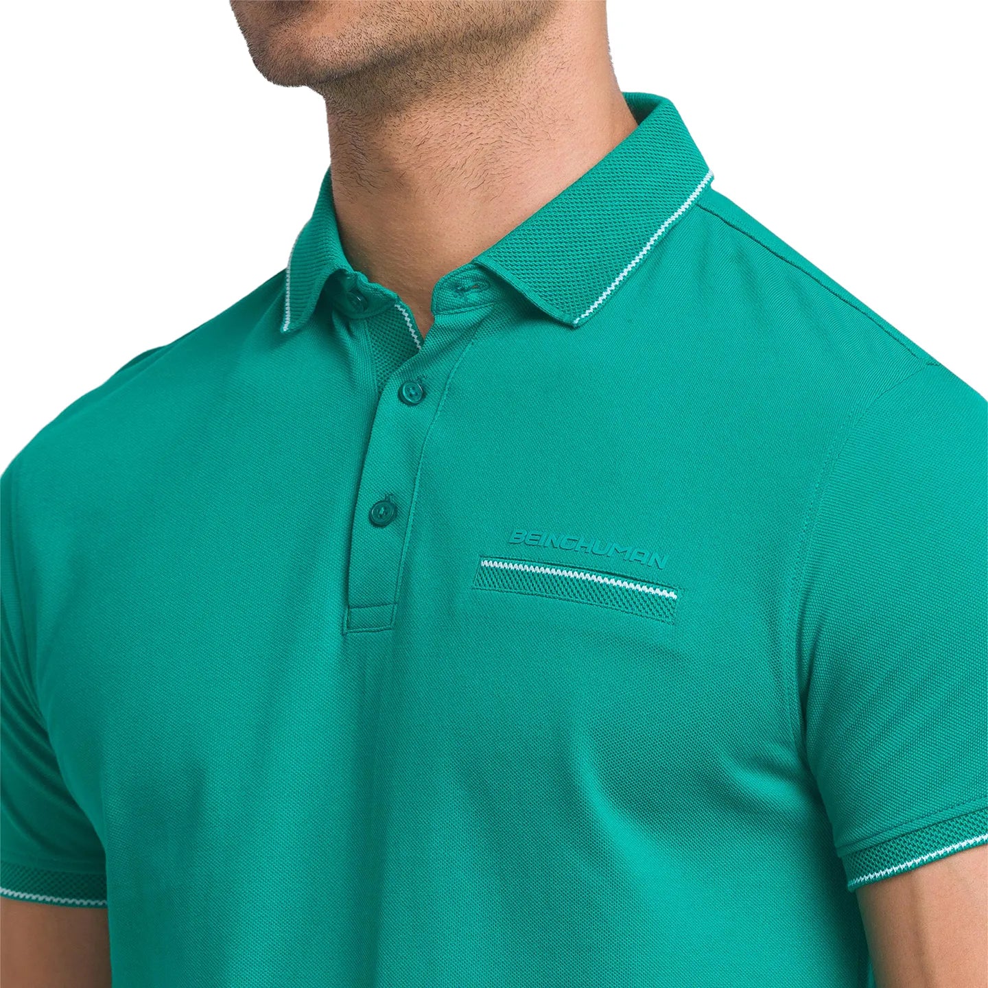 Green Regular Fit Men's Polo T-Shirt by Being Human Clothing - Image 5