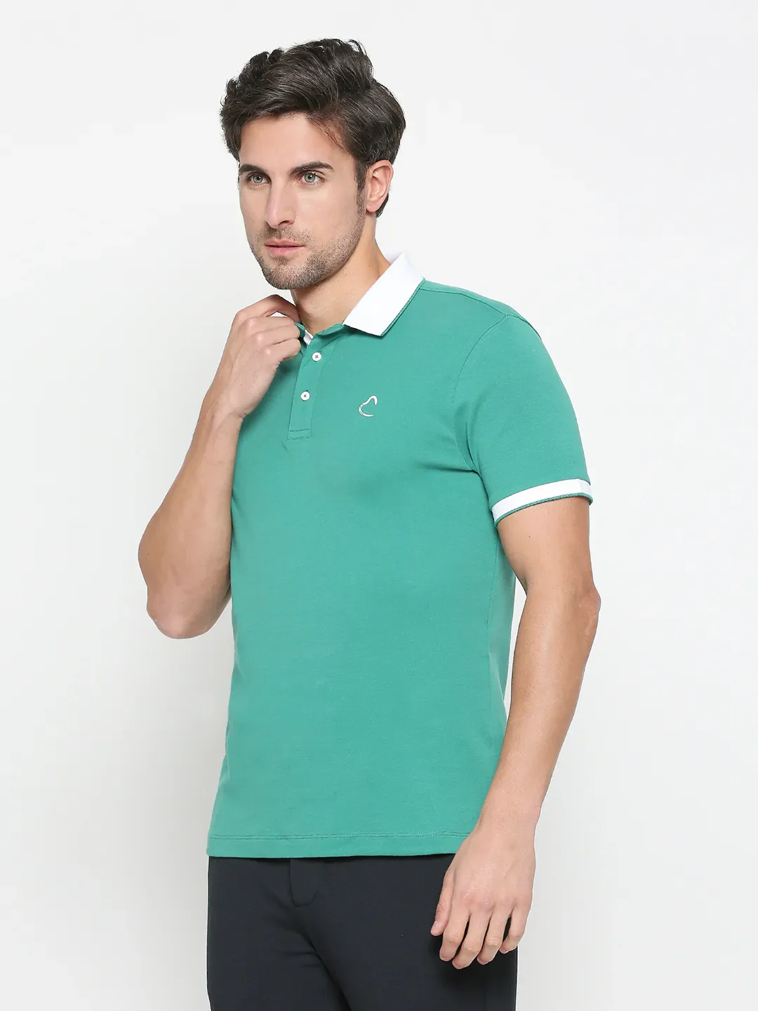 Green Regular Fit Men's Polo T-shirt by Being Human Clothing - Image 2