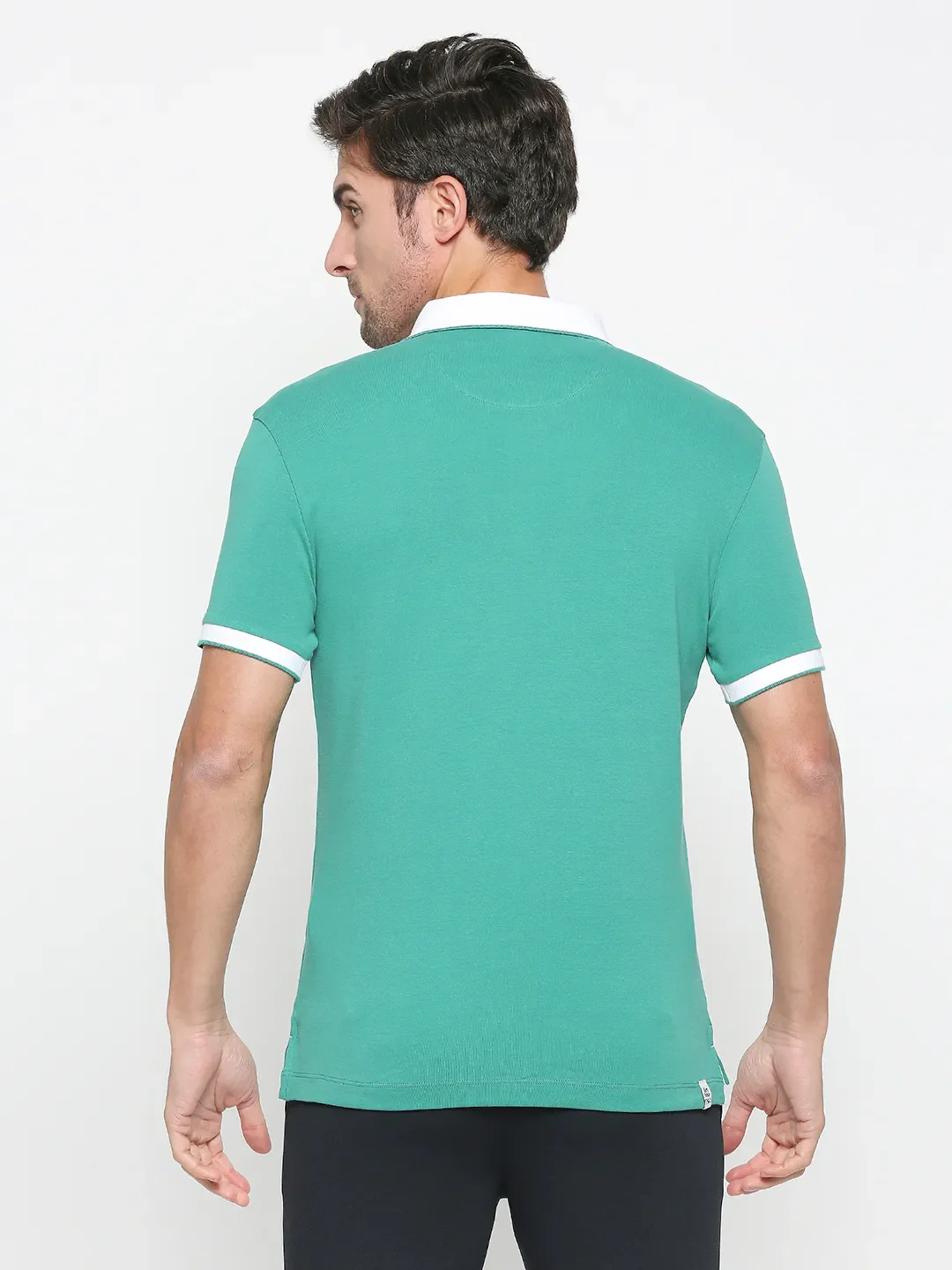 Green Regular Fit Men's Polo T-shirt by Being Human Clothing - Image 4