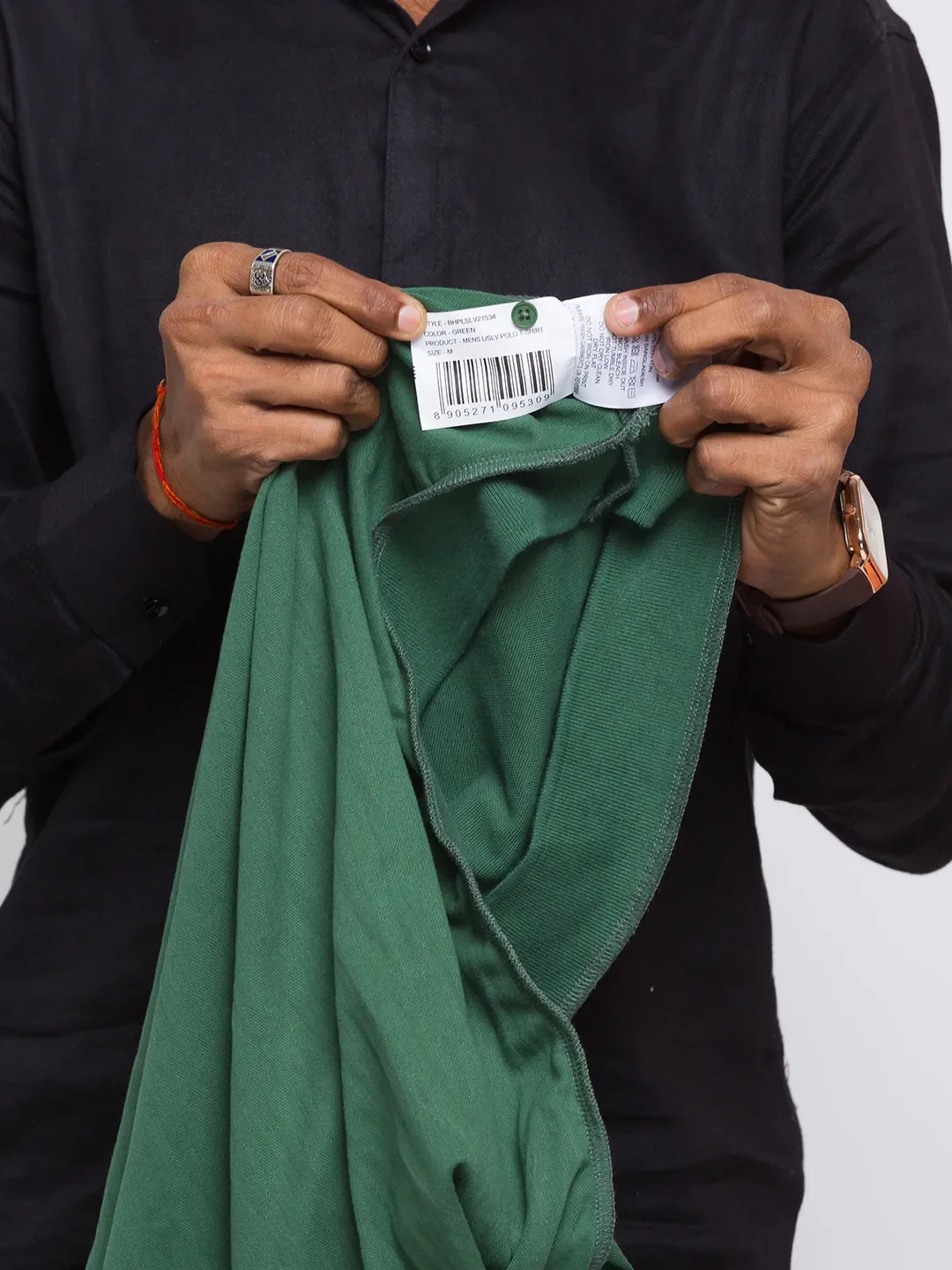 Green Regular Fit Men's Long Sleeves Polo T-Shirt by Being Human Clothing - Image 6