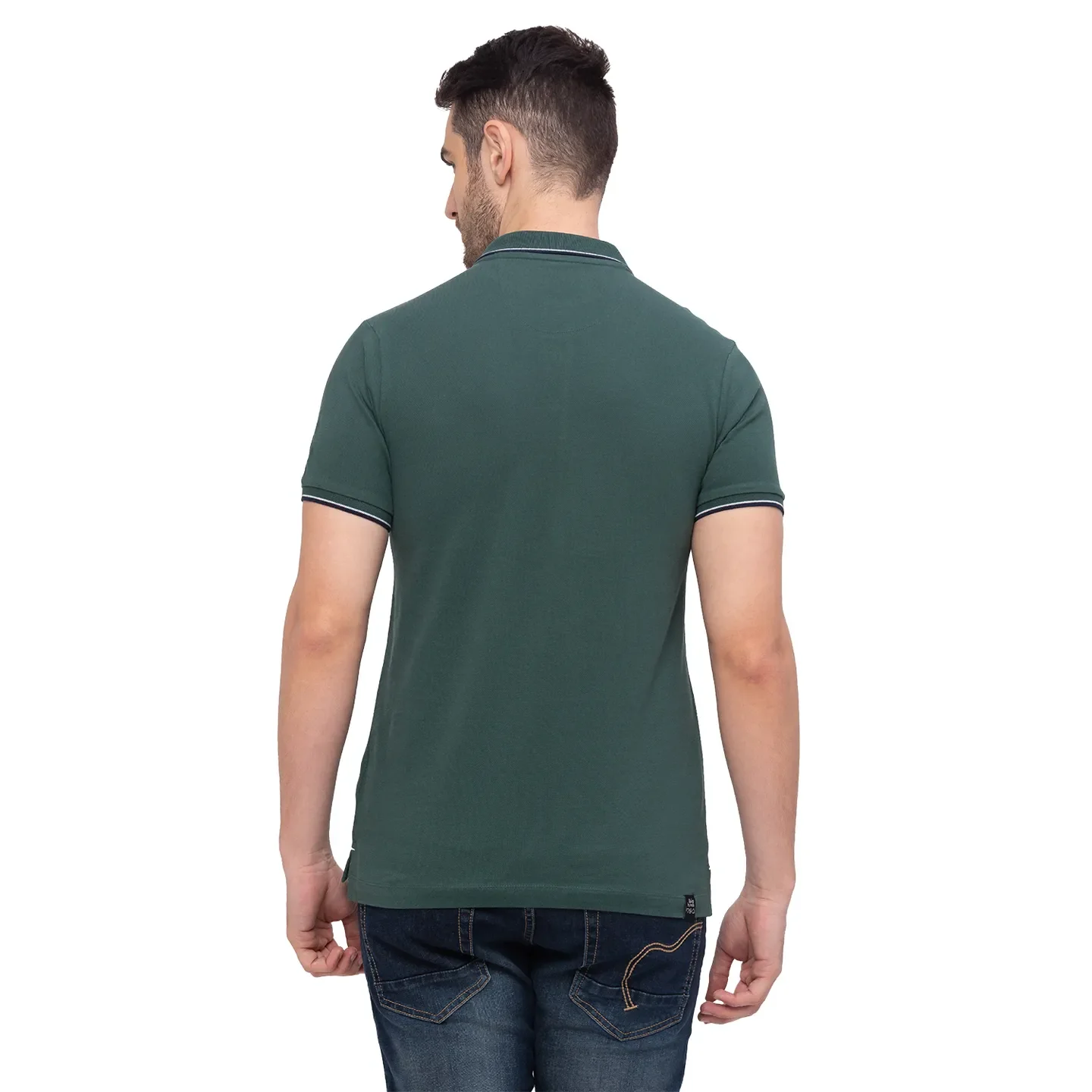 Green Regular Fit Men's Polo T-Shirt by Being Human Clothing - Image 4