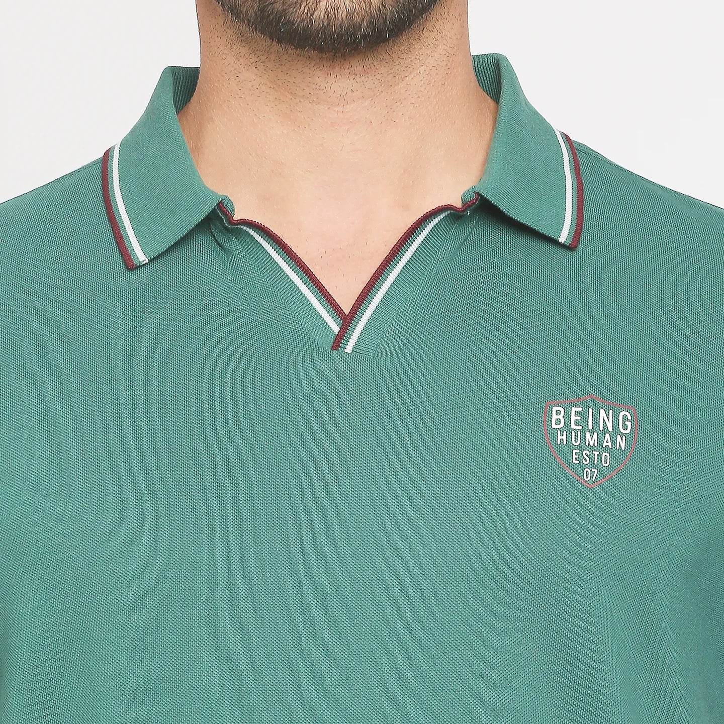 Green Regular Fit Men's Polo T-Shirt by Being Human Clothing - Image 5