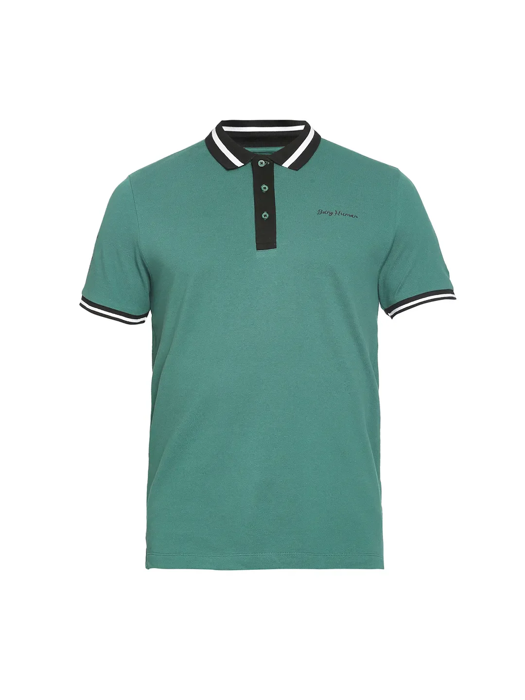 Green Regular Fit Men's Polo T-Shirt by Being Human Clothing