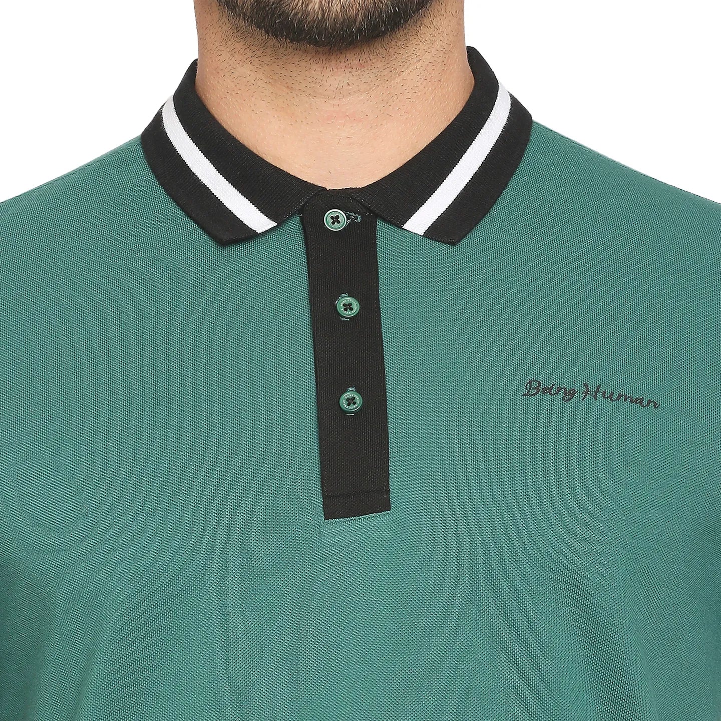 Green Regular Fit Men's Polo T-Shirt by Being Human Clothing - Image 10