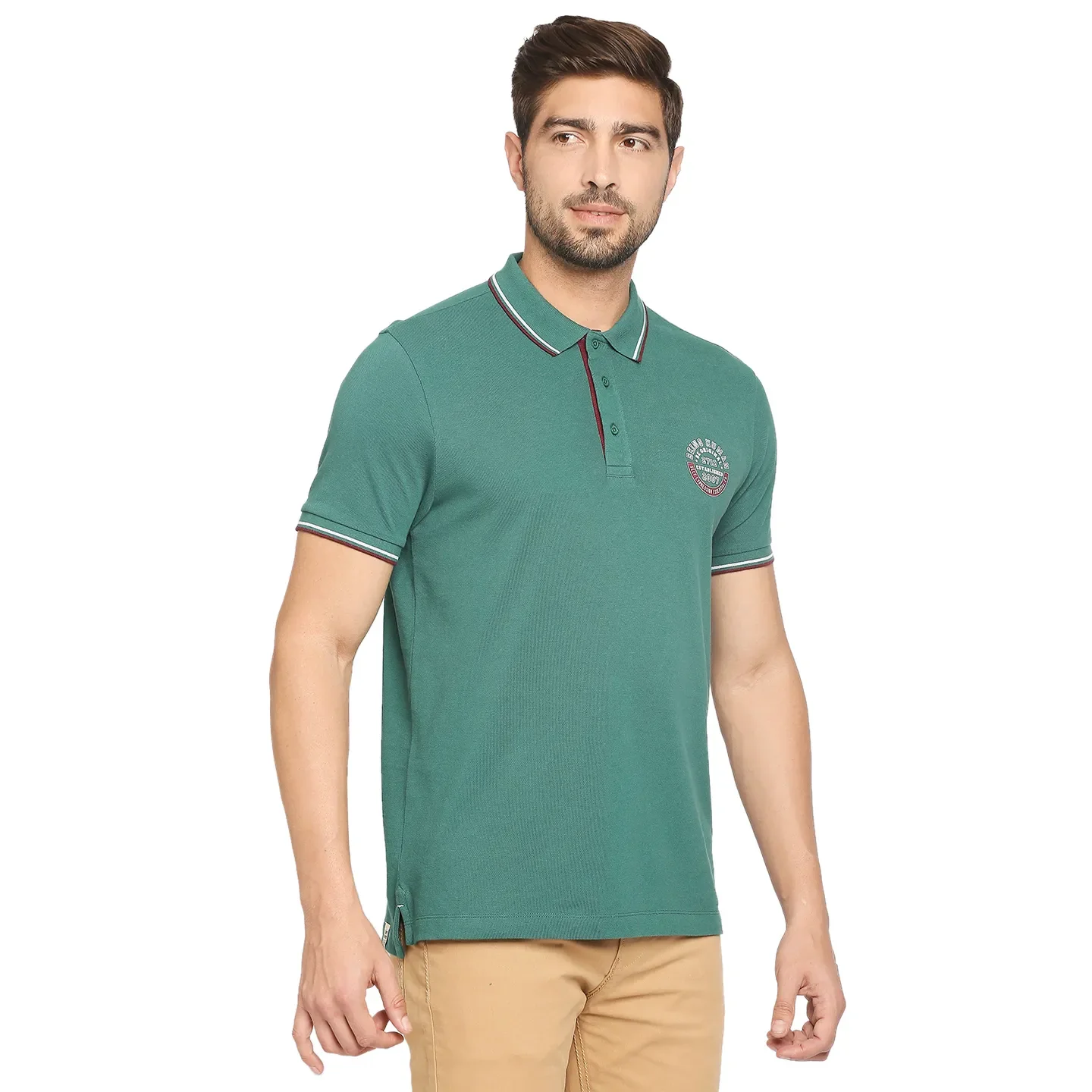 Green Regular Fit Men's Polo T-Shirt by Being Human Clothing - Image 5
