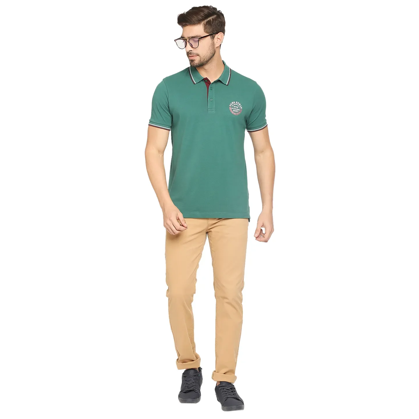 Green Regular Fit Men's Polo T-Shirt by Being Human Clothing - Image 6