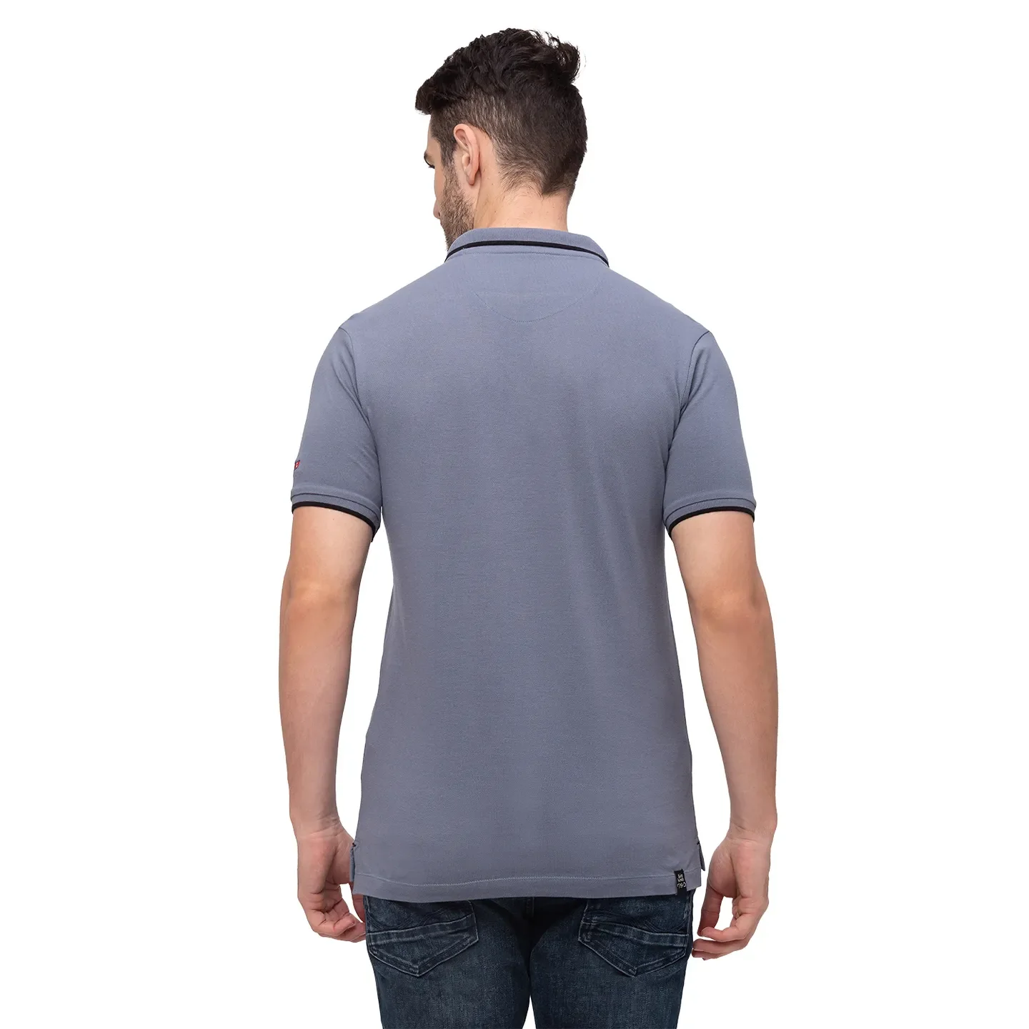Grey Regular Fit Men's Polo T-Shirt by Being Human Clothing - Image 3