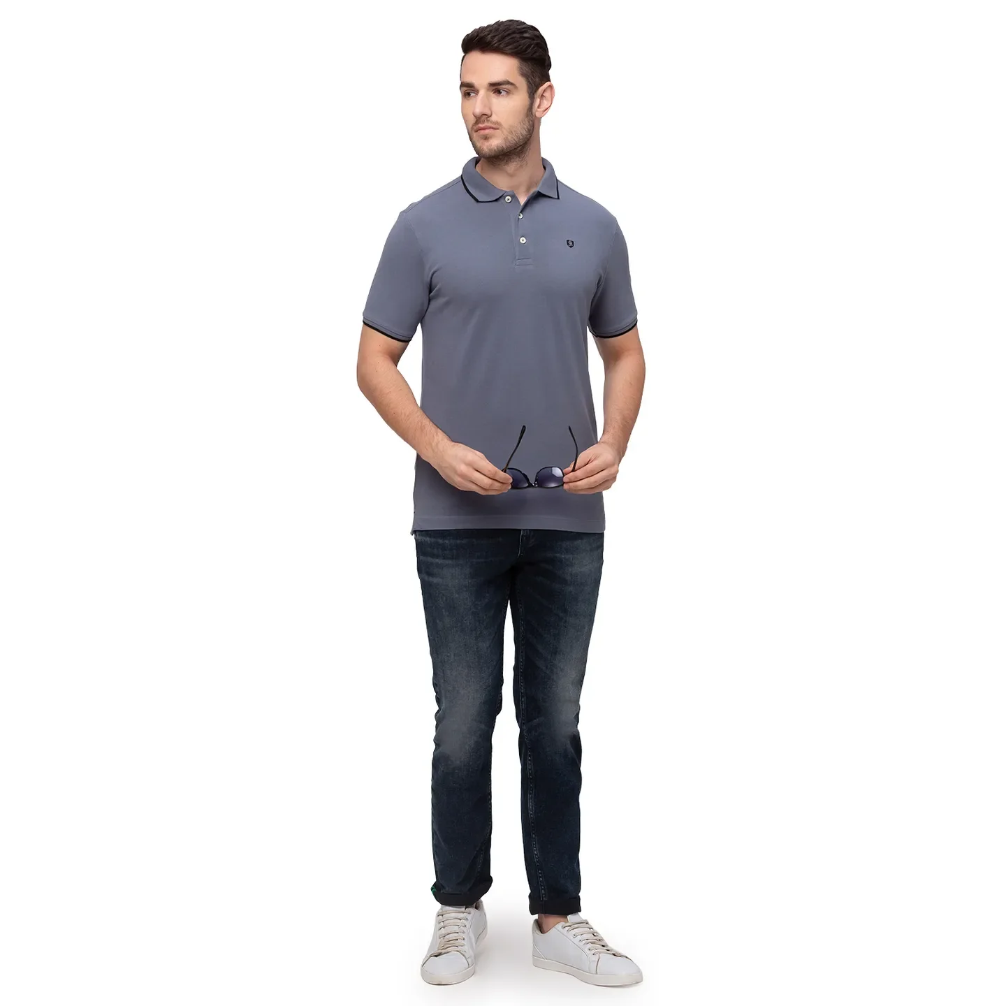 Grey Regular Fit Men's Polo T-Shirt by Being Human Clothing - Image 5