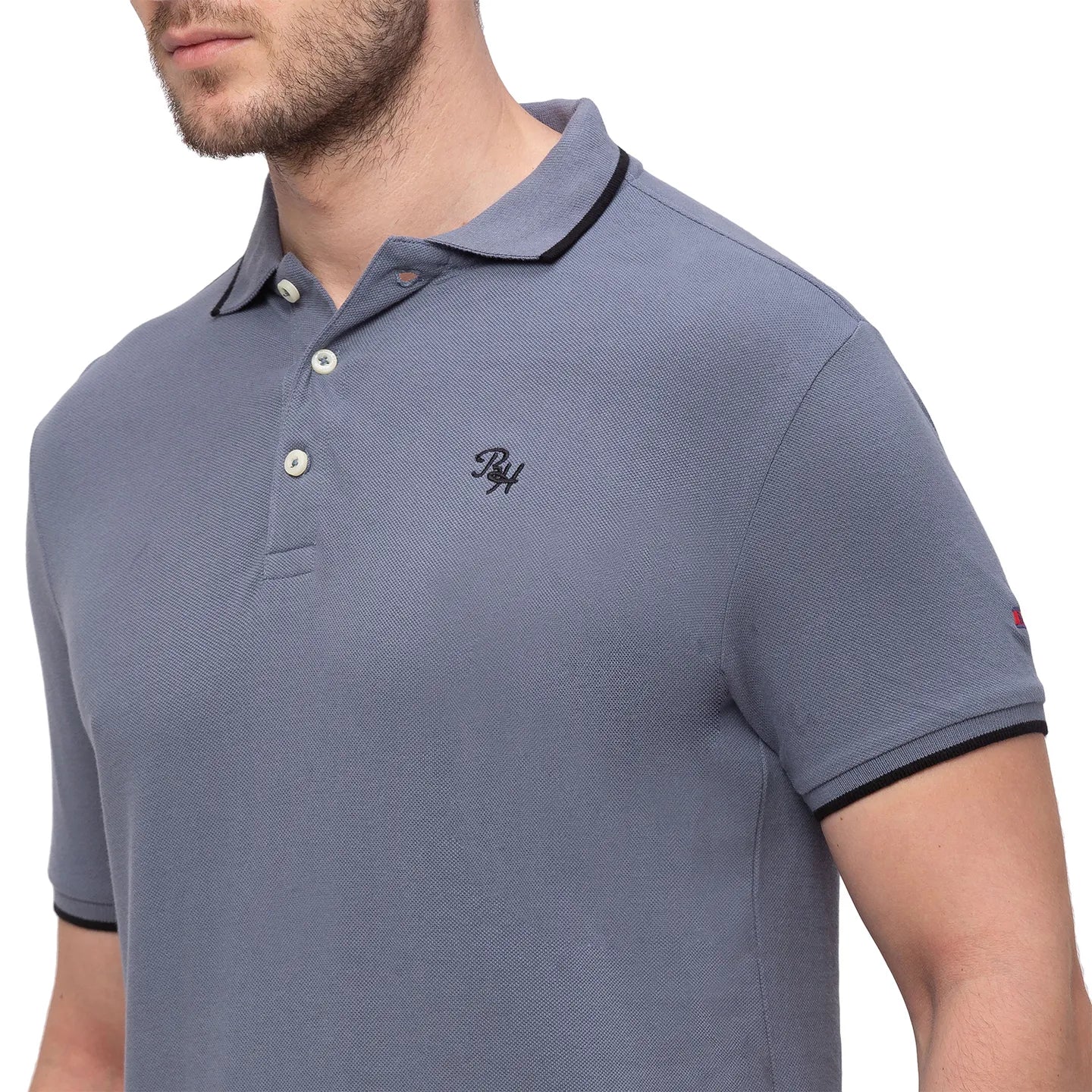 Grey Regular Fit Men's Polo T-Shirt by Being Human Clothing - Image 2