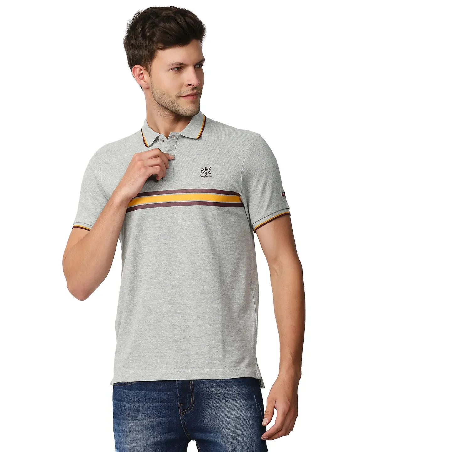 Grey Regular Fit Men's Polo T-Shirt by Being Human Clothing