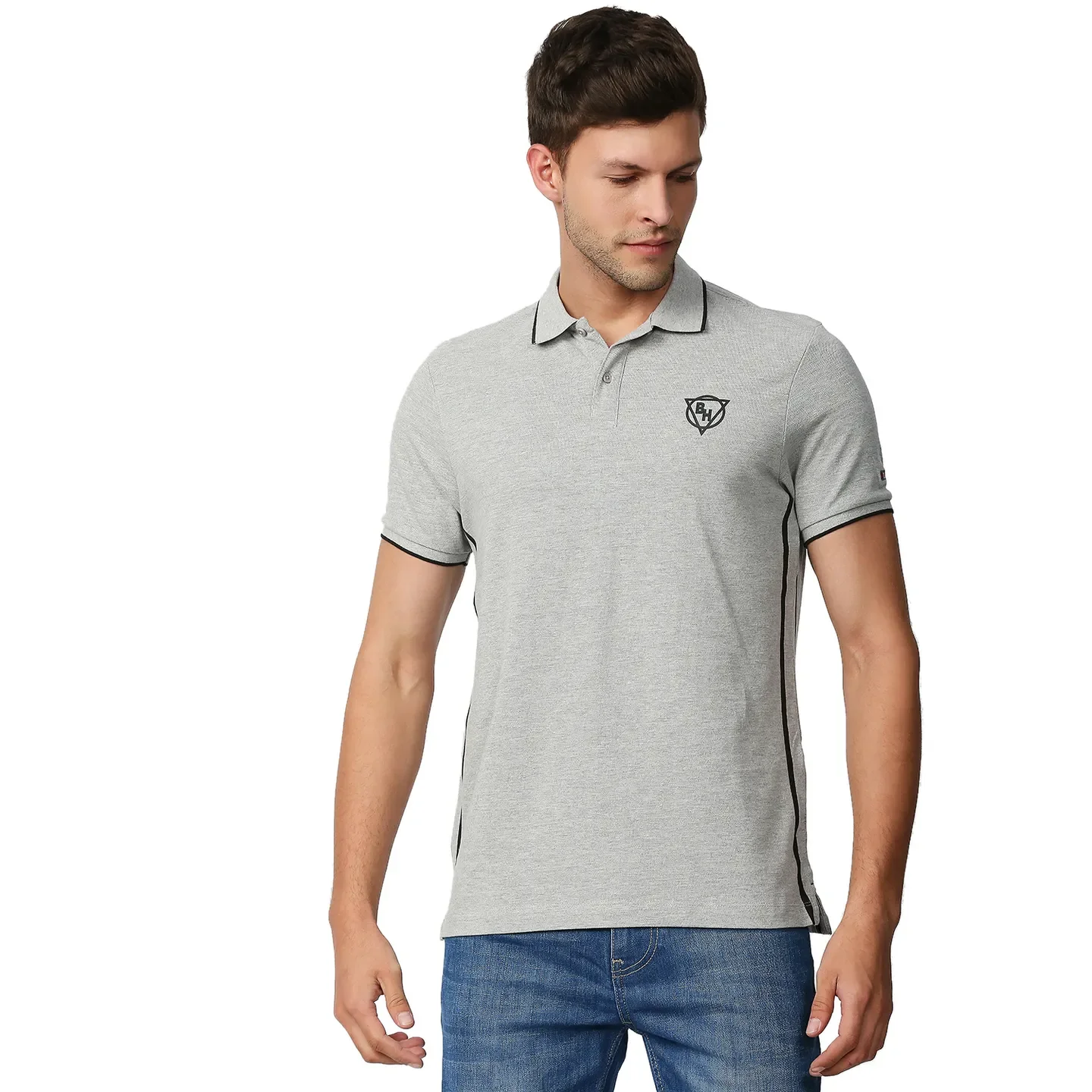 Grey Regular Fit Men's Polo T-Shirt by Being Human Clothing