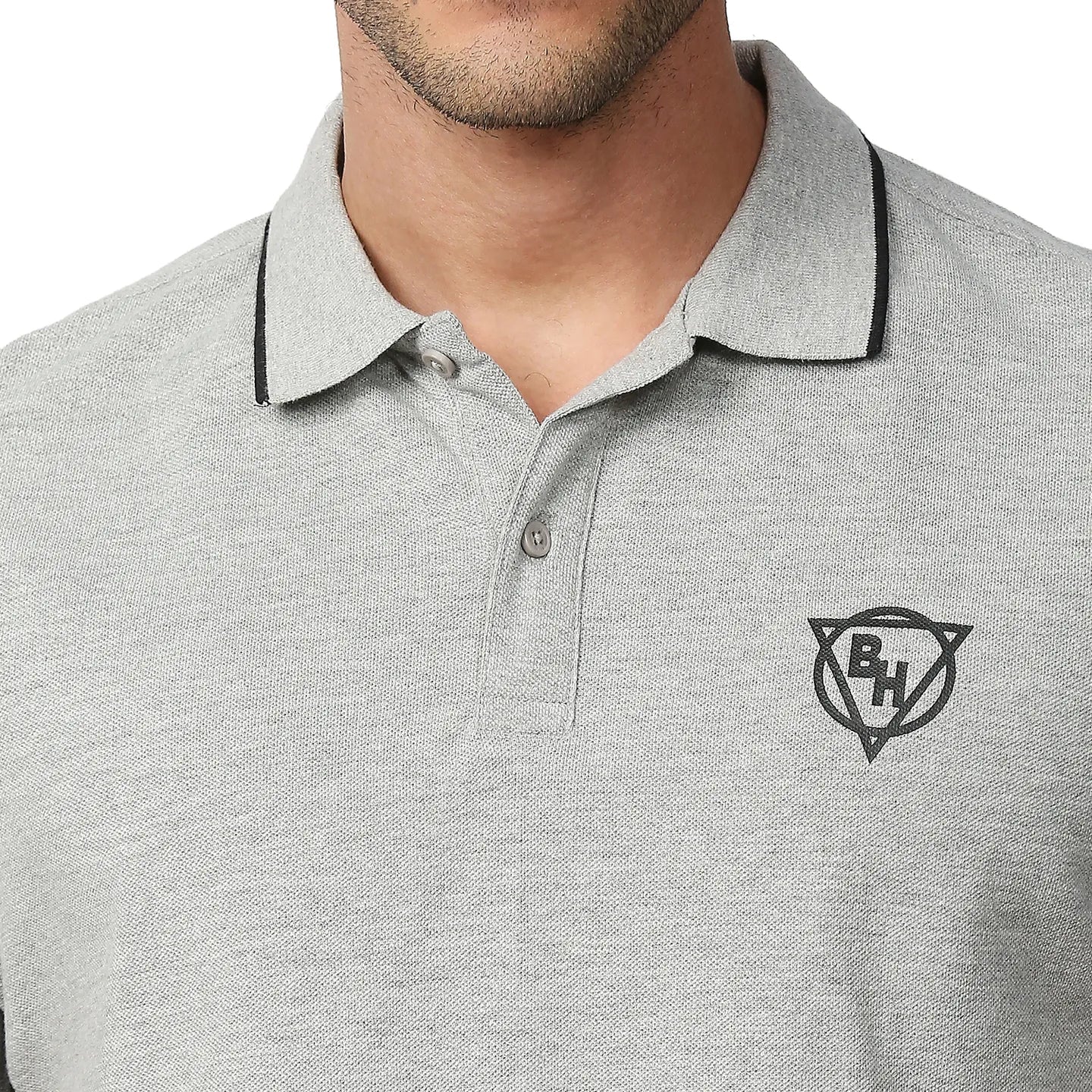 Grey Regular Fit Men's Polo T-Shirt by Being Human Clothing - Image 5