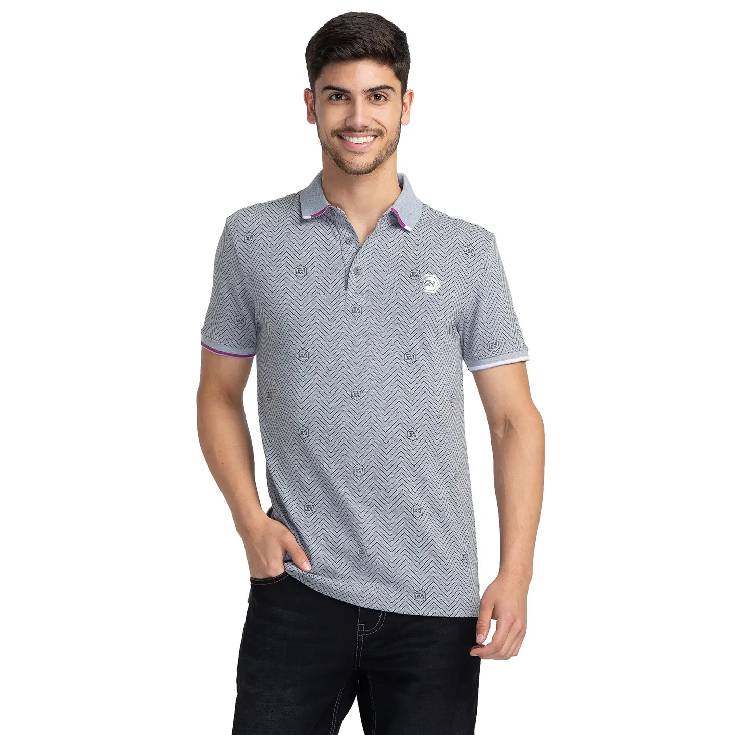 Grey Regular Fit Men's Polo T-Shirt by Being Human Clothing