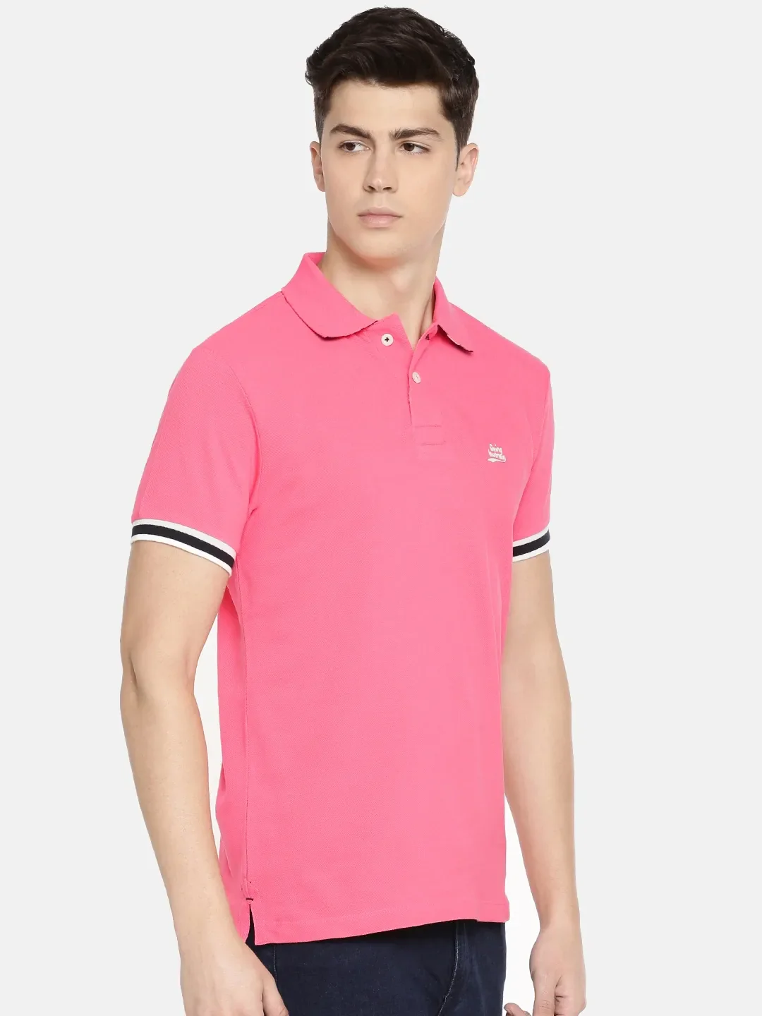 Pink Regular Fit Men's Polo T-Shirt by Being Human Clothing - Image 2