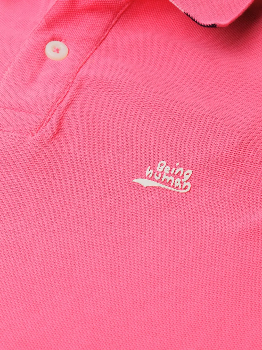 Pink Regular Fit Men's Polo T-Shirt by Being Human Clothing - Image 4