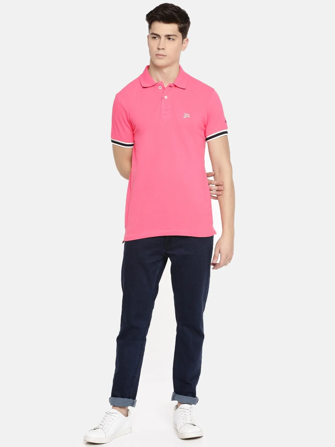 Pink Regular Fit Men's Polo T-Shirt by Being Human Clothing - Image 5