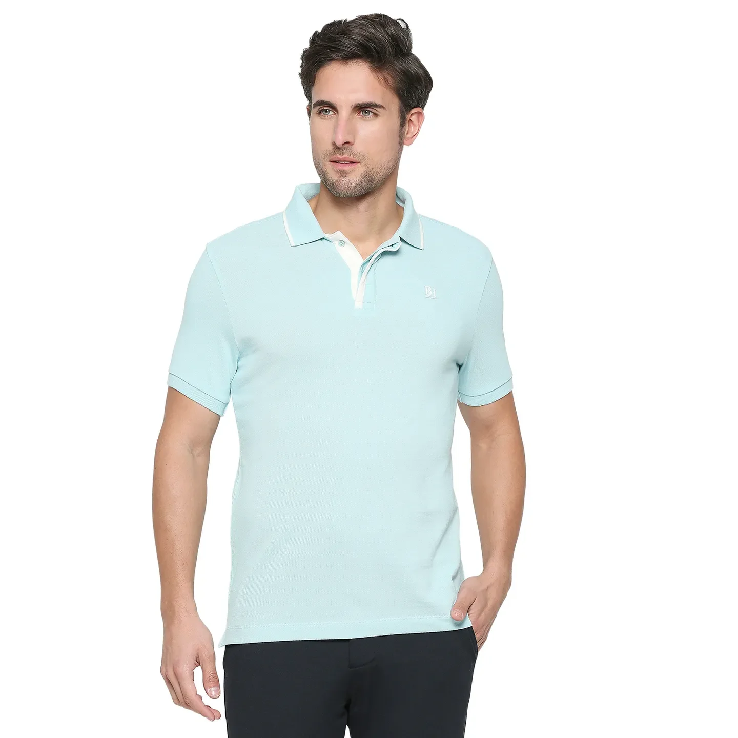 BLUE Regular Fit Men's Polo T-Shirt by Being Human Clothing