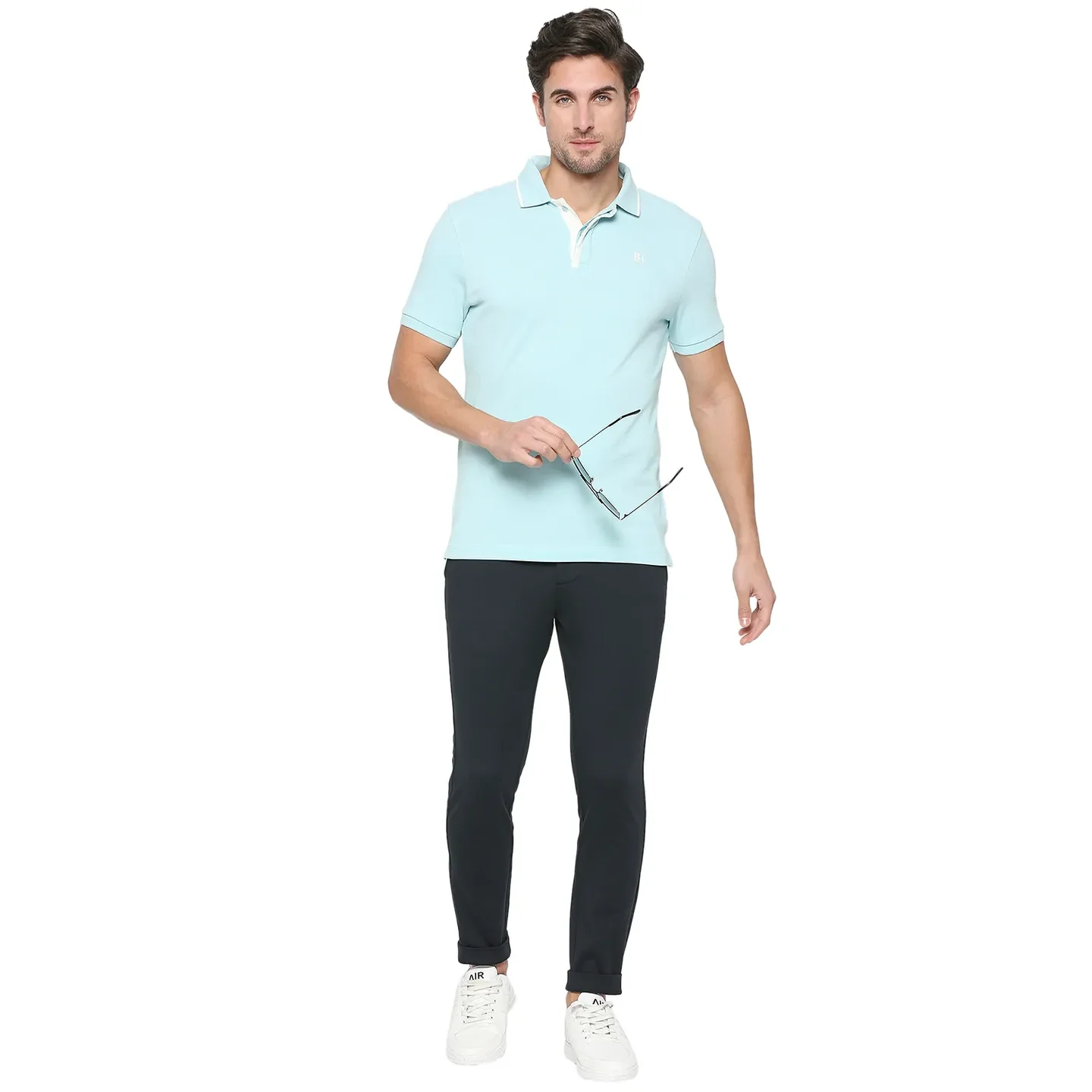 BLUE Regular Fit Men's Polo T-Shirt by Being Human Clothing - Image 6