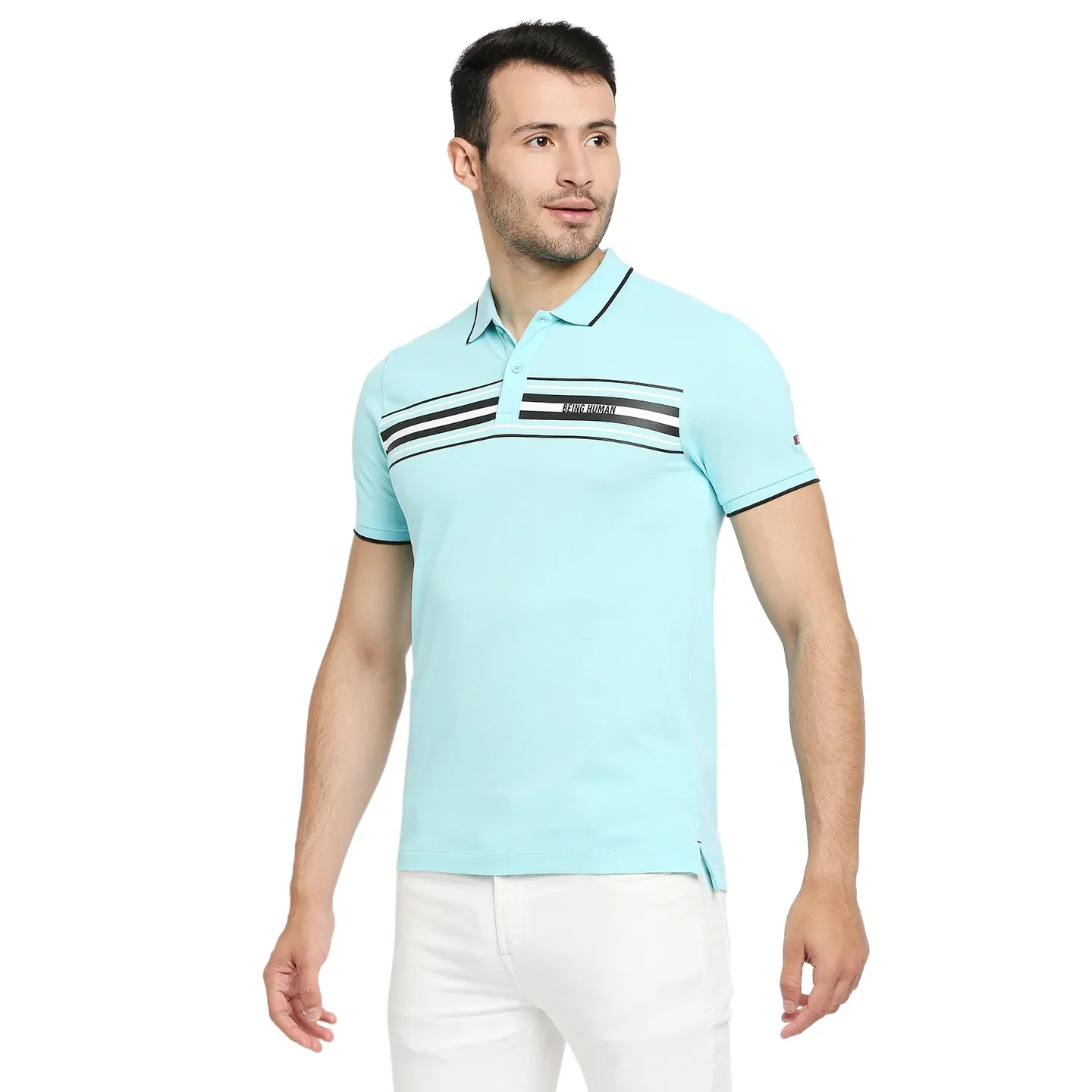 Blue Regular Fit Men's Polo T-Shirt by Being Human Clothing - Image 2