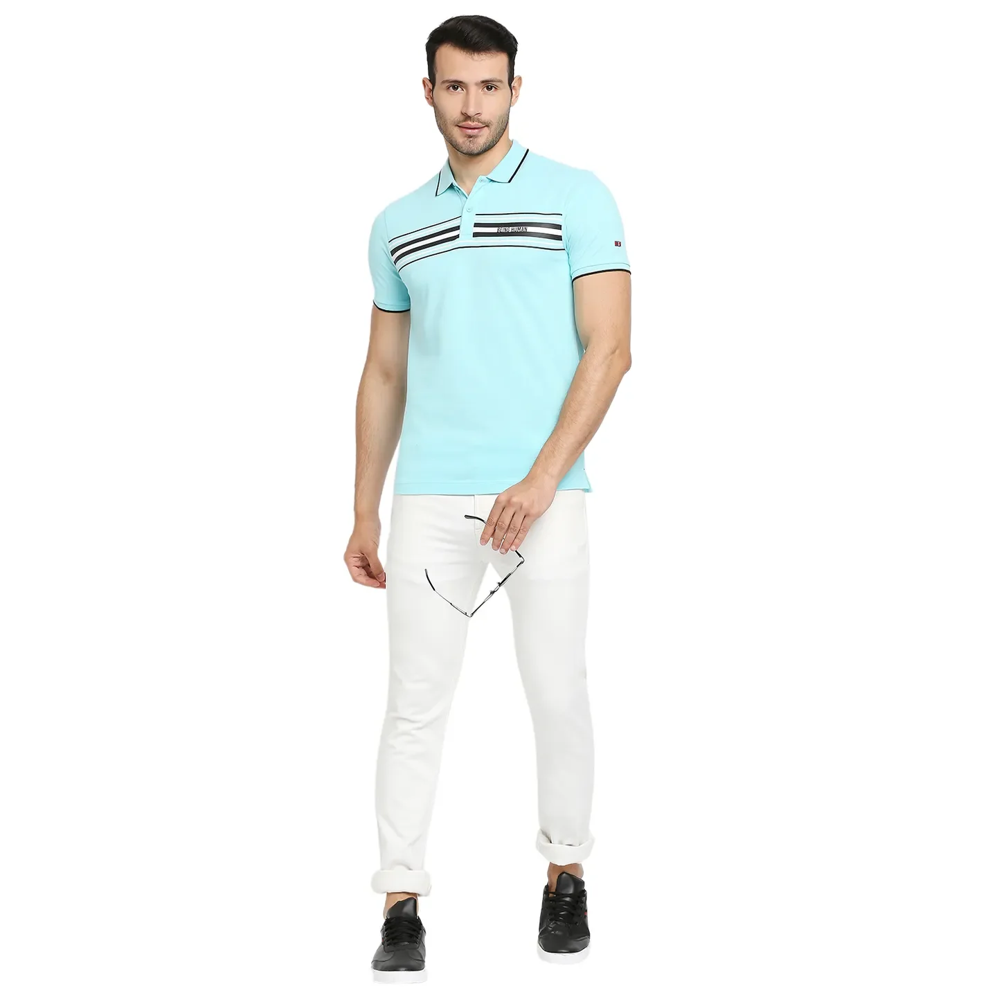 Blue Regular Fit Men's Polo T-Shirt by Being Human Clothing - Image 6