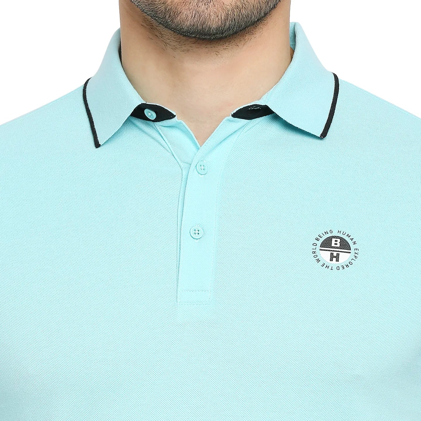 Blue Regular Fit Men's Polo T-Shirt by Being Human Clothing - Image 5