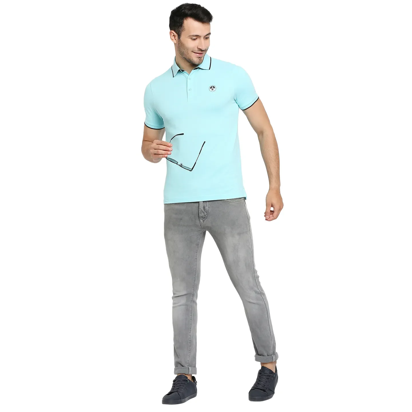 Blue Regular Fit Men's Polo T-Shirt by Being Human Clothing - Image 6