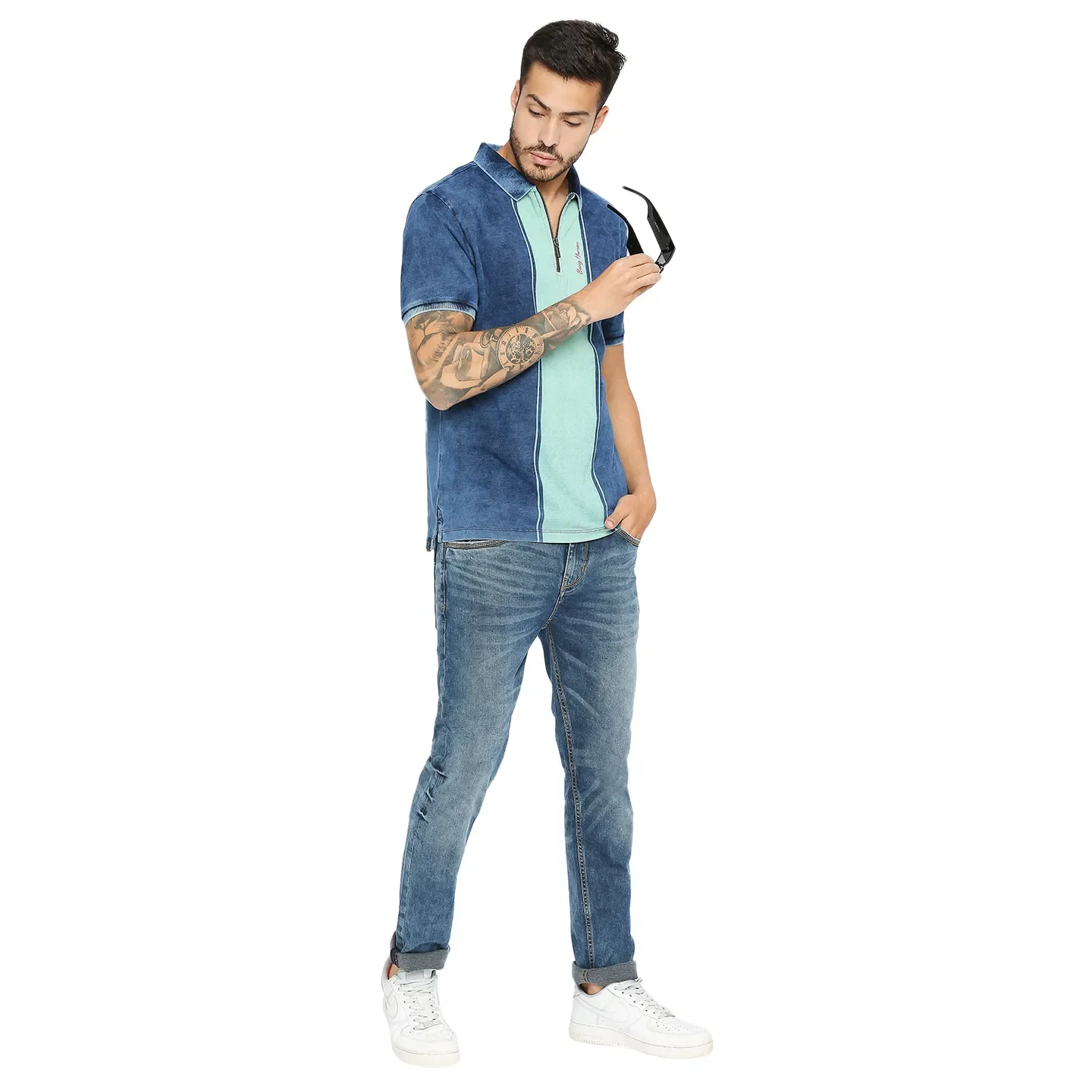 Indigo Regular Fit Men's Polo T-shirt by Being Human Clothing - Image 6