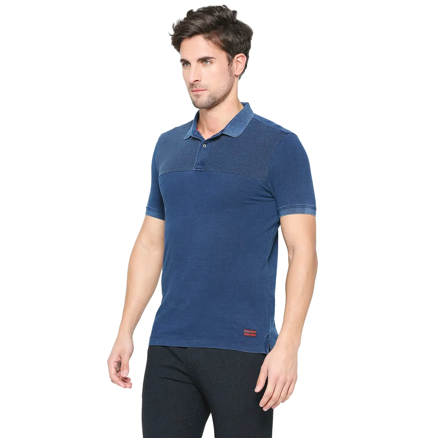 Indigo Regular Fit Men's Polo T-shirt by Being Human Clothing - Image 3