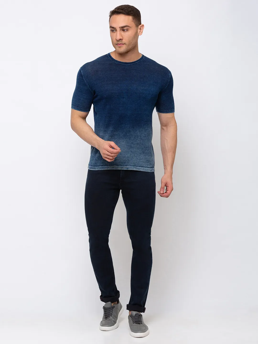 Blue Regular Fit Men's Short Sleeves T-Shirt by Being Human Clothing - Image 2