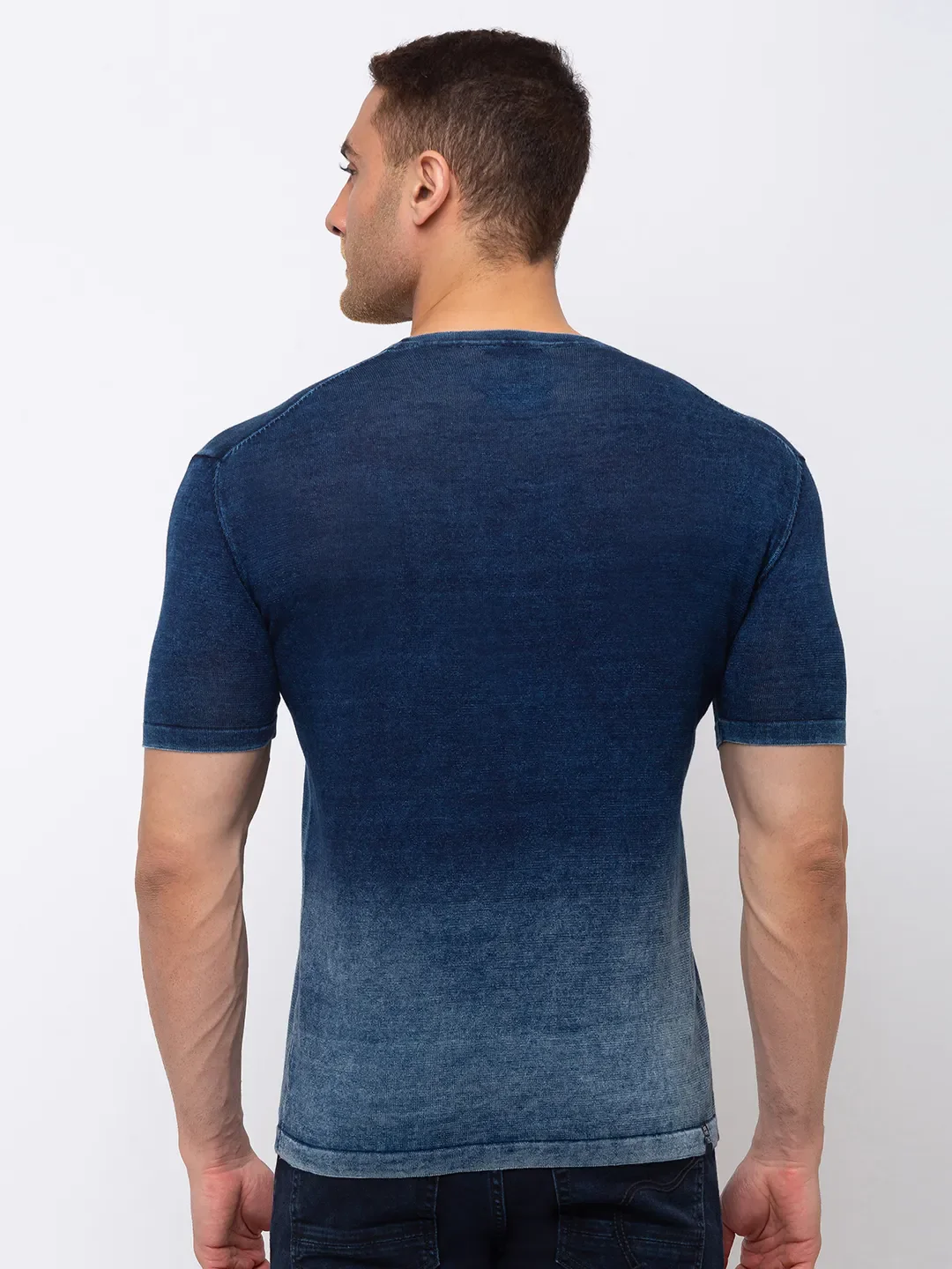 Blue Regular Fit Men's Short Sleeves T-Shirt by Being Human Clothing - Image 3