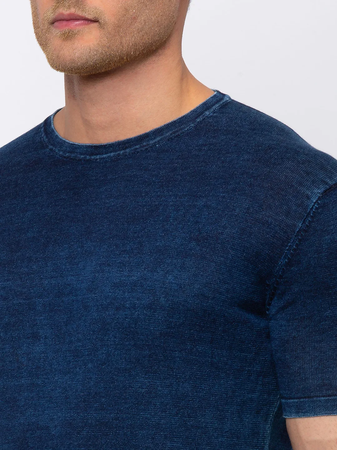 Blue Regular Fit Men's Short Sleeves T-Shirt by Being Human Clothing - Image 5