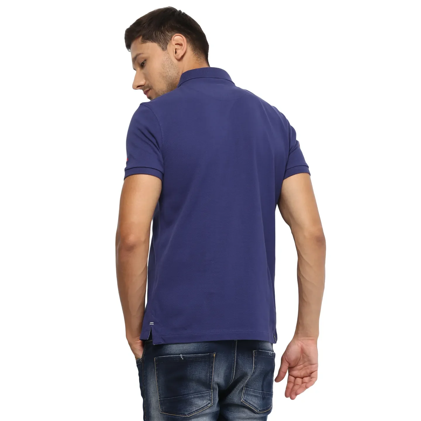 Blue Regular Fit Men's Polo T-Shirt by Being Human Clothing