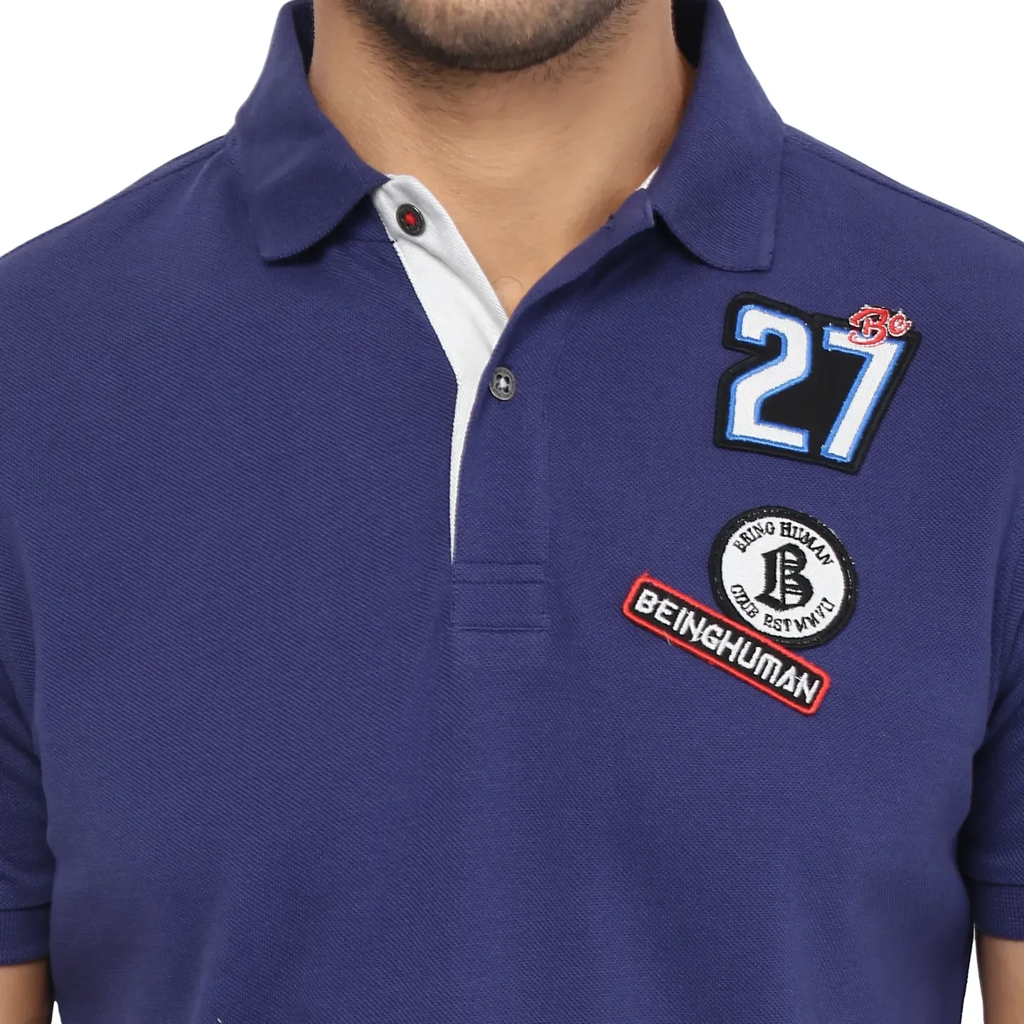 Blue Regular Fit Men's Polo T-Shirt by Being Human Clothing - Image 8