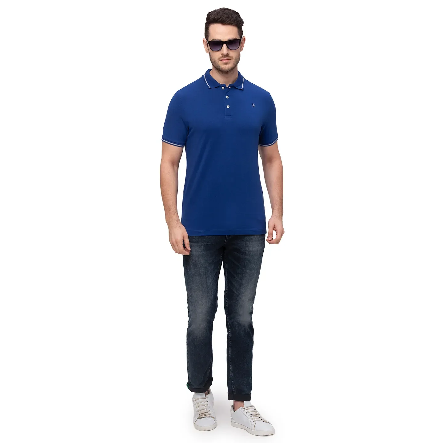 Blue Regular Fit Men's Polo T-Shirt by Being Human Clothing - Image 5