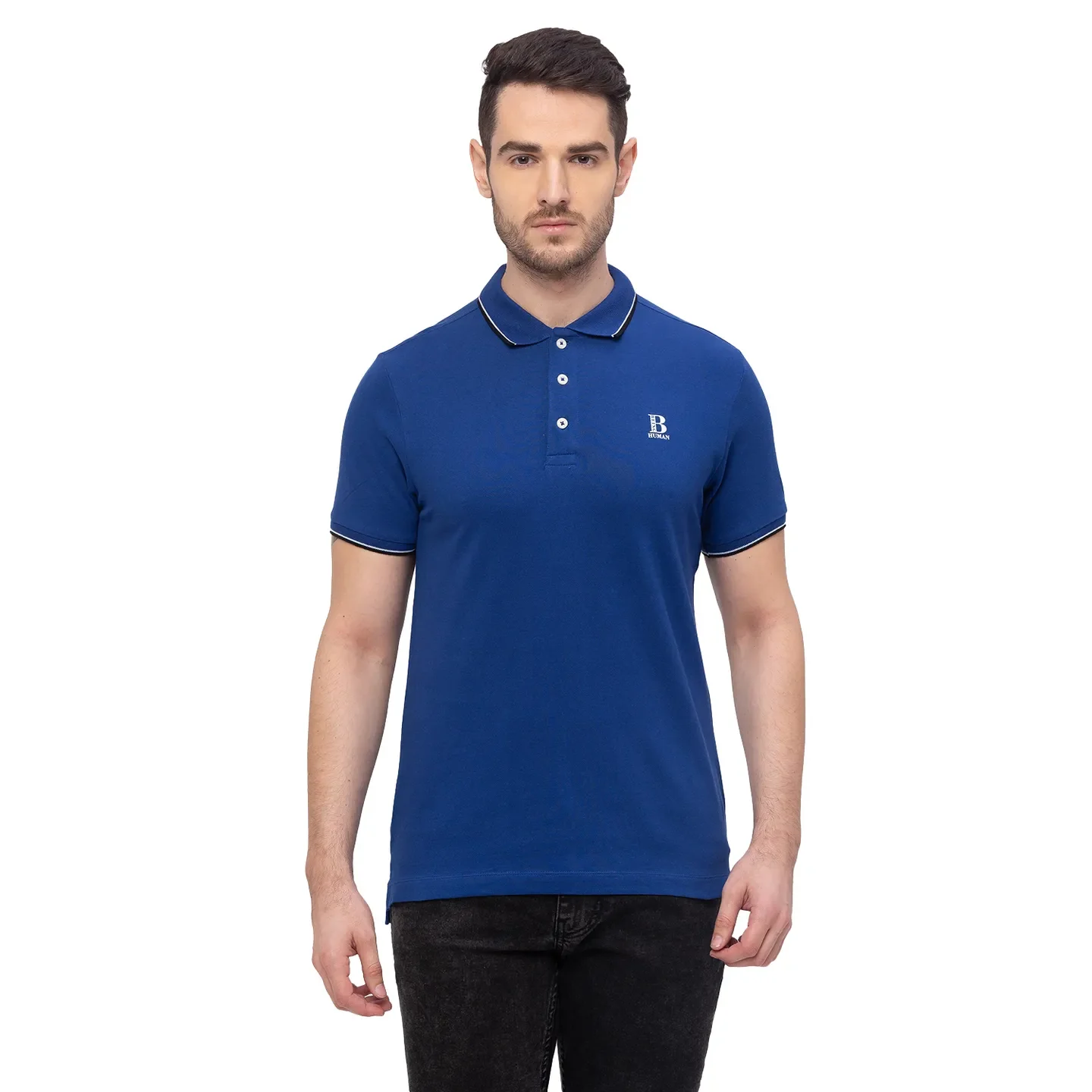 Ink Blue Regular Fit Men's Polo T-Shirt by Being Human Clothing