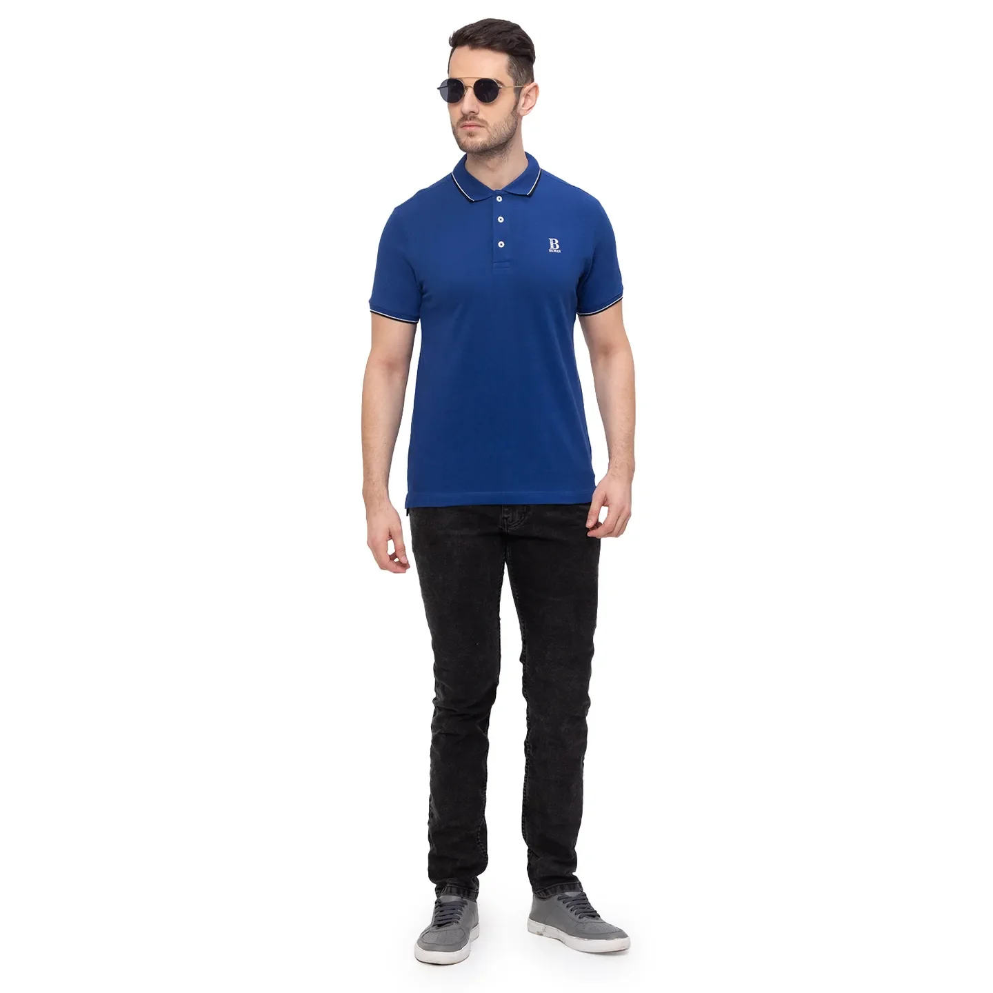 Ink Blue Regular Fit Men's Polo T-Shirt by Being Human Clothing - Image 6