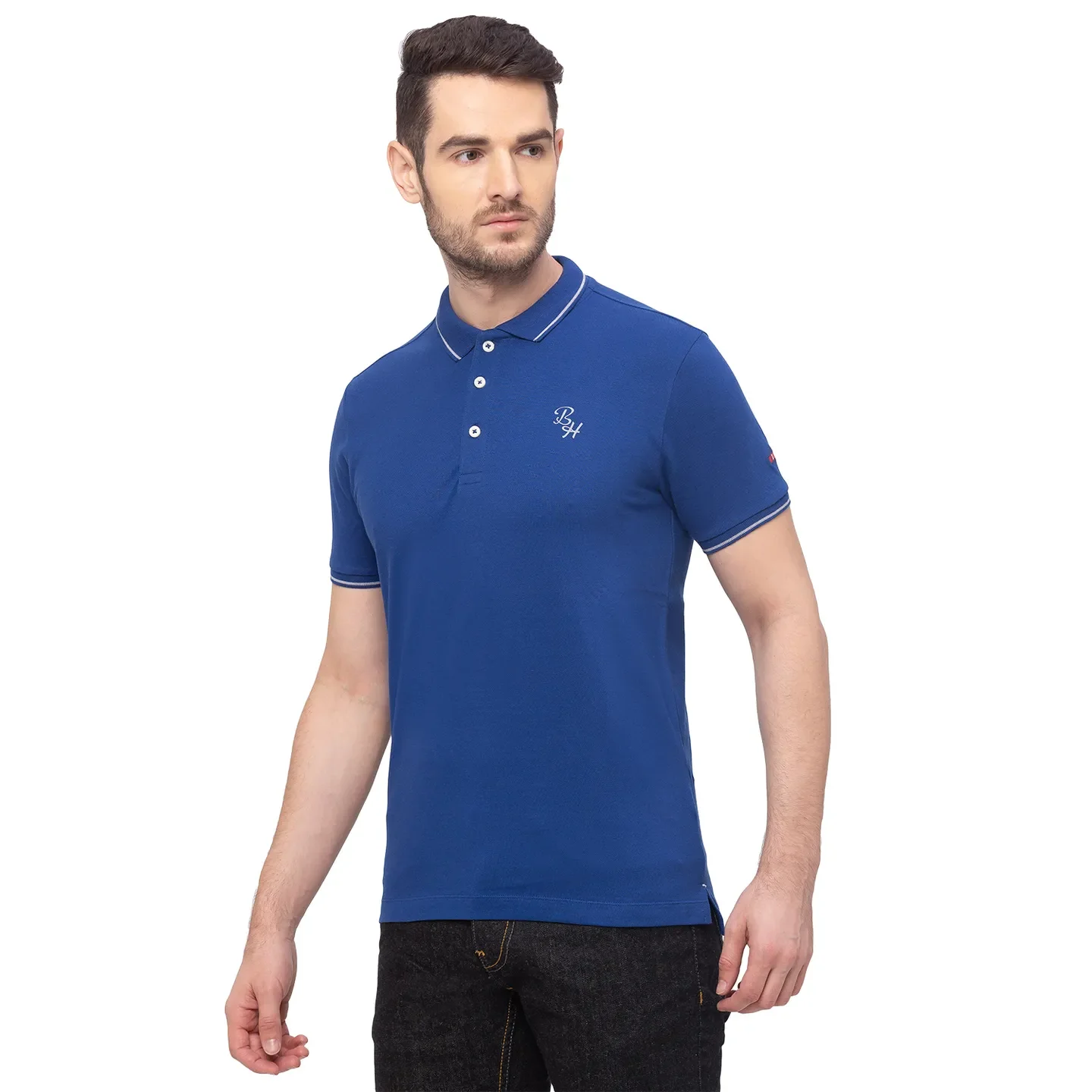Blue Regular Fit Men's Polo T-Shirt by Being Human Clothing - Image 2