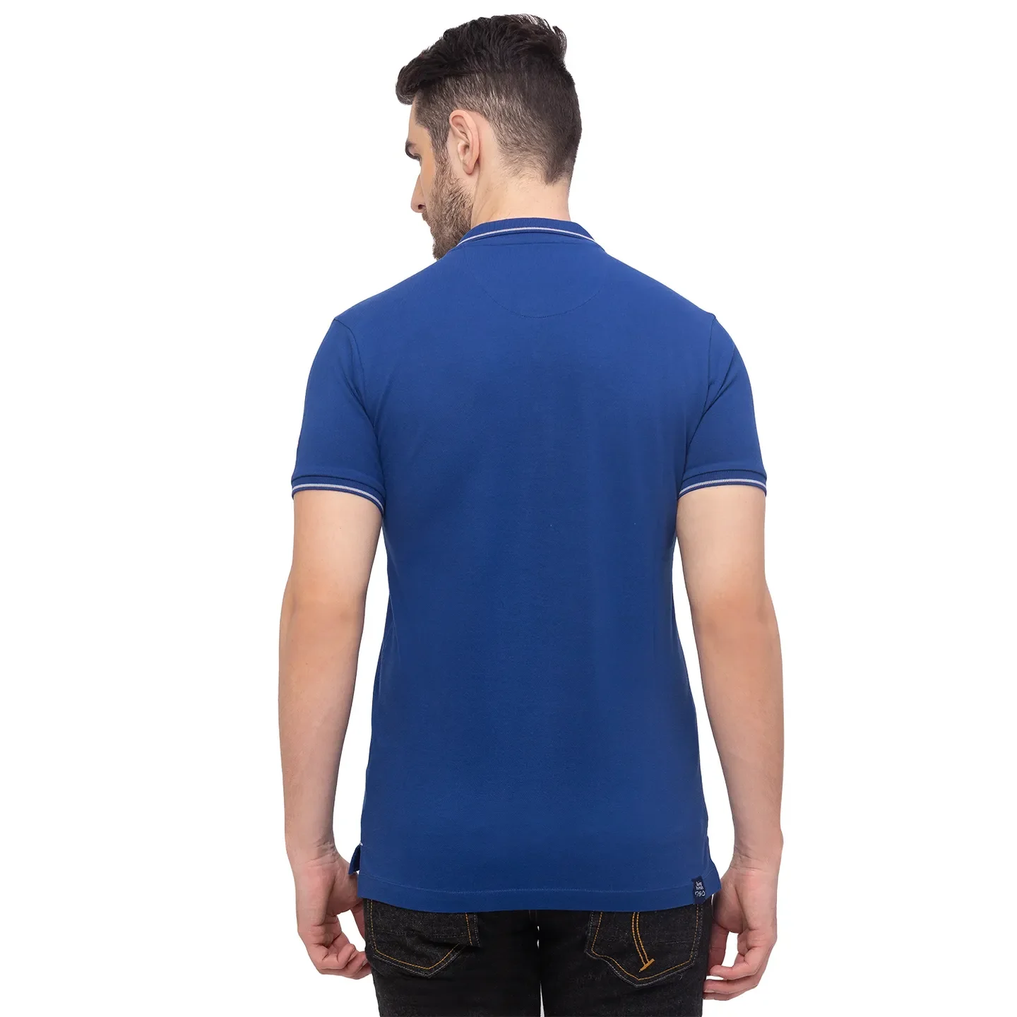 Blue Regular Fit Men's Polo T-Shirt by Being Human Clothing - Image 4
