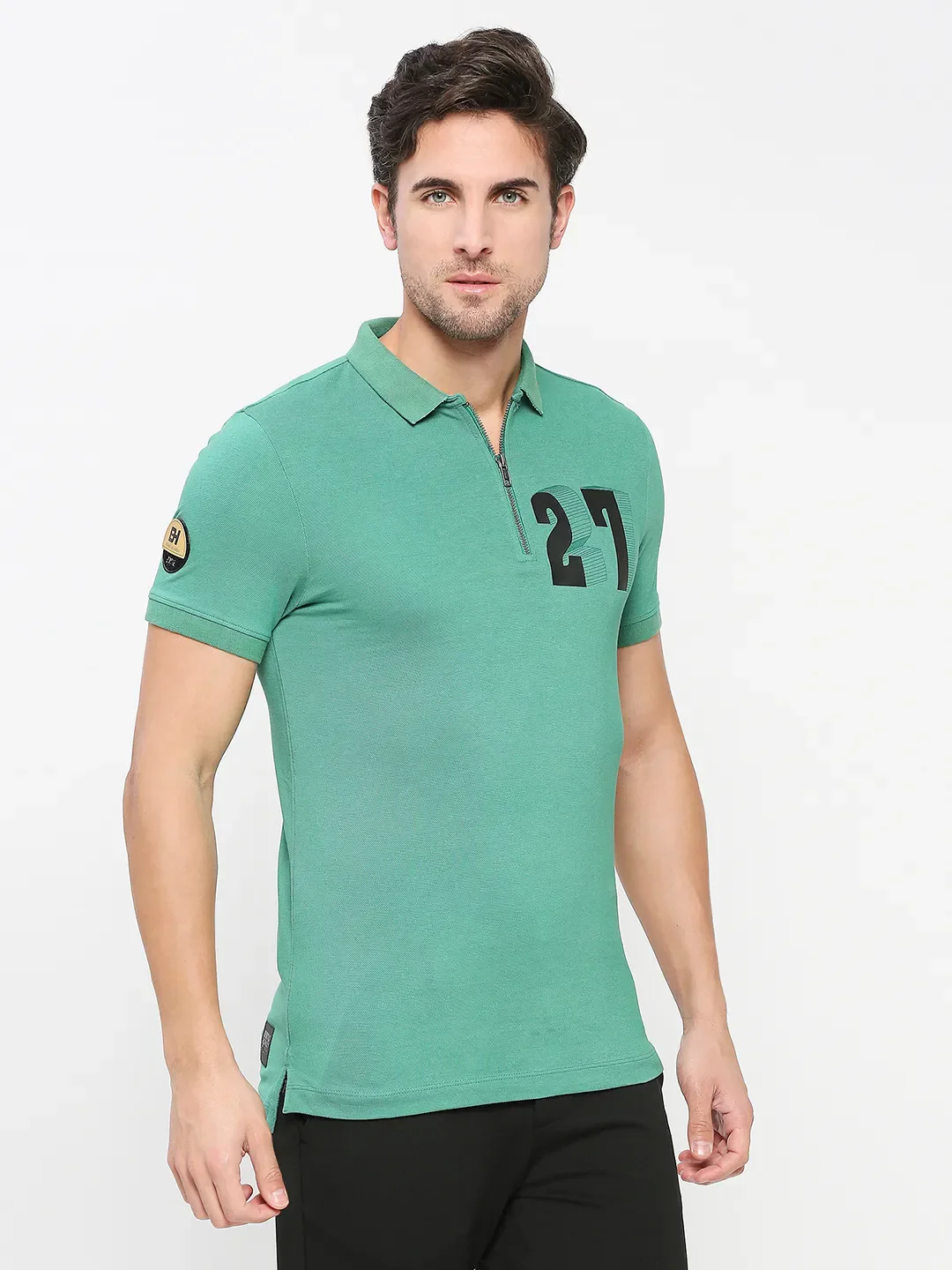 Black Regular Fit Men's Polo T-Shirt by Being Human Clothing - Image 3