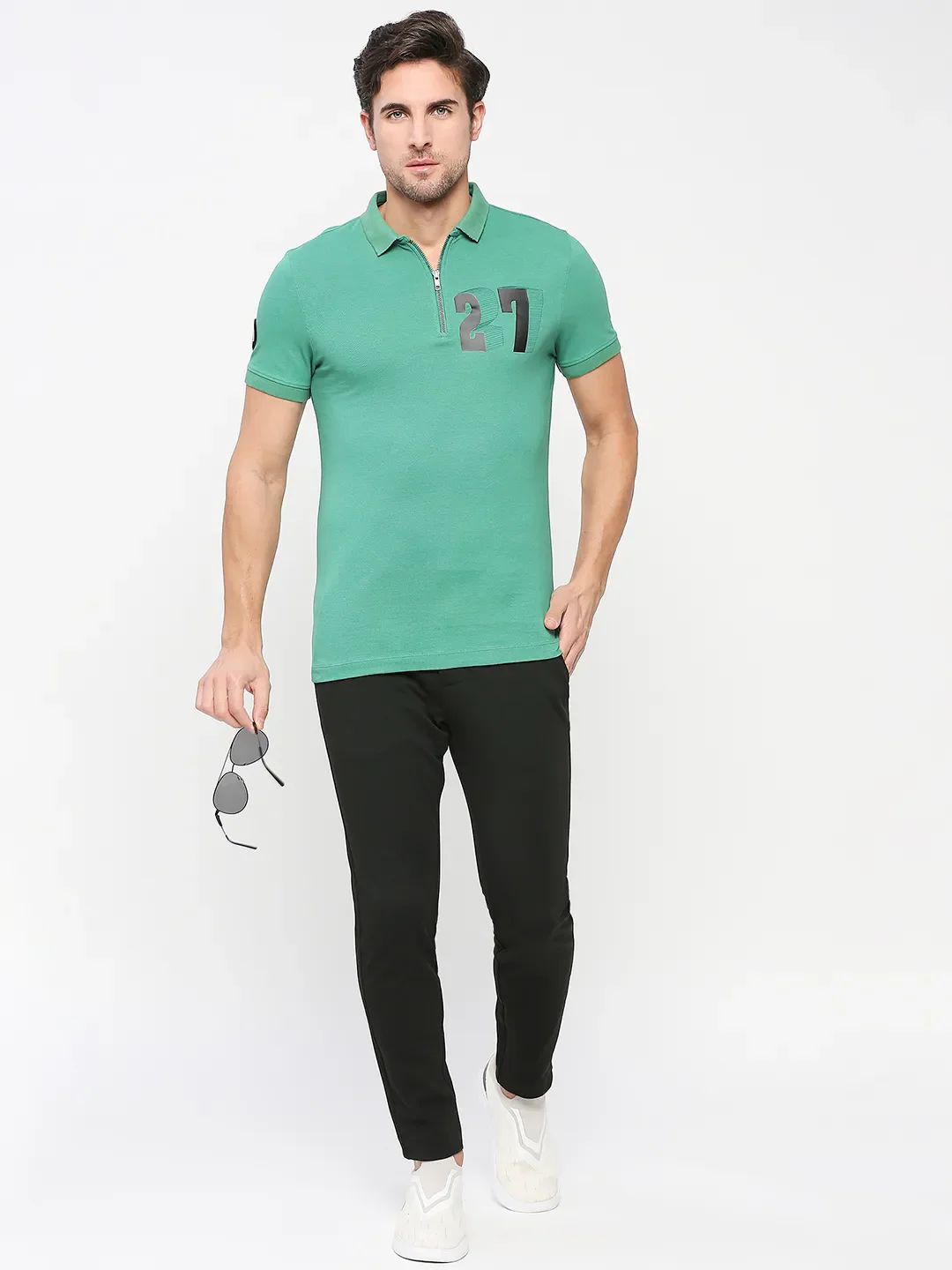 Black Regular Fit Men's Polo T-Shirt by Being Human Clothing - Image 6
